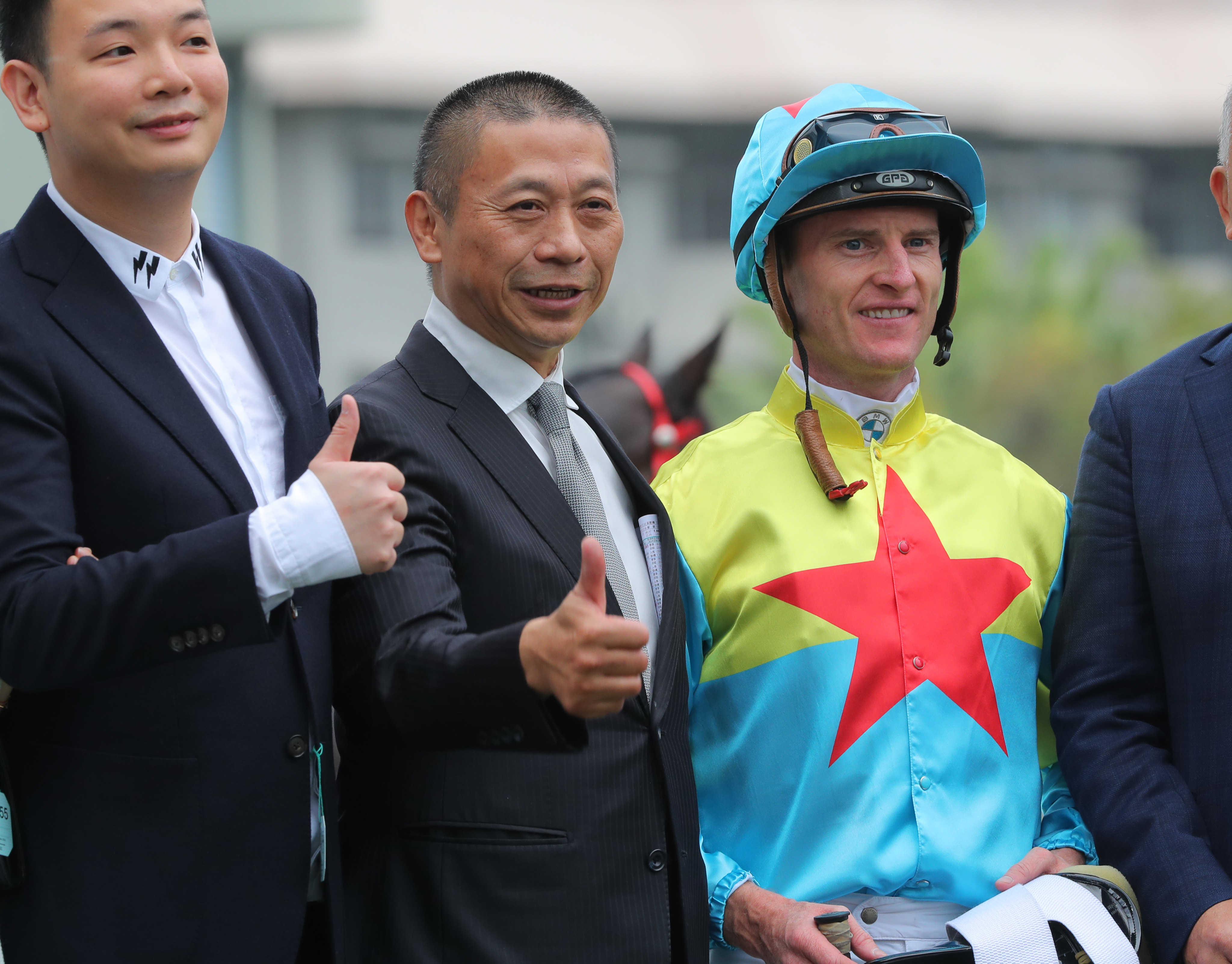 Danny Shum and Zac Purton celebrate Victor The Winner’s Sha Tin success on March 19. Photo: Kenneth Chan
