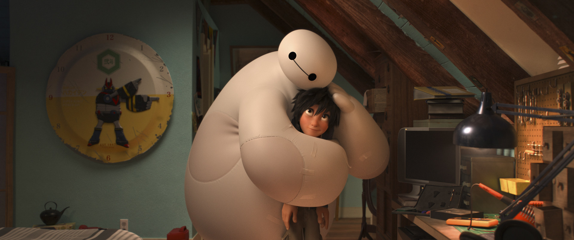 The eminently huggable Baymax and tech prodigy Hiro in the animation film Big Hero 6. Photo: Disney handout