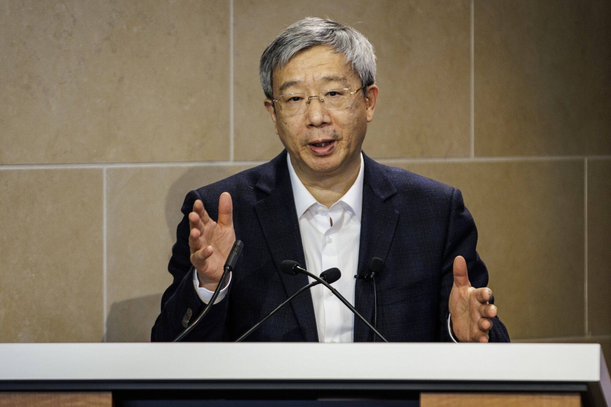 Yi Gang, governor of the People’s Bank of China, in Washington US on Saturday. Photo: Bloomberg