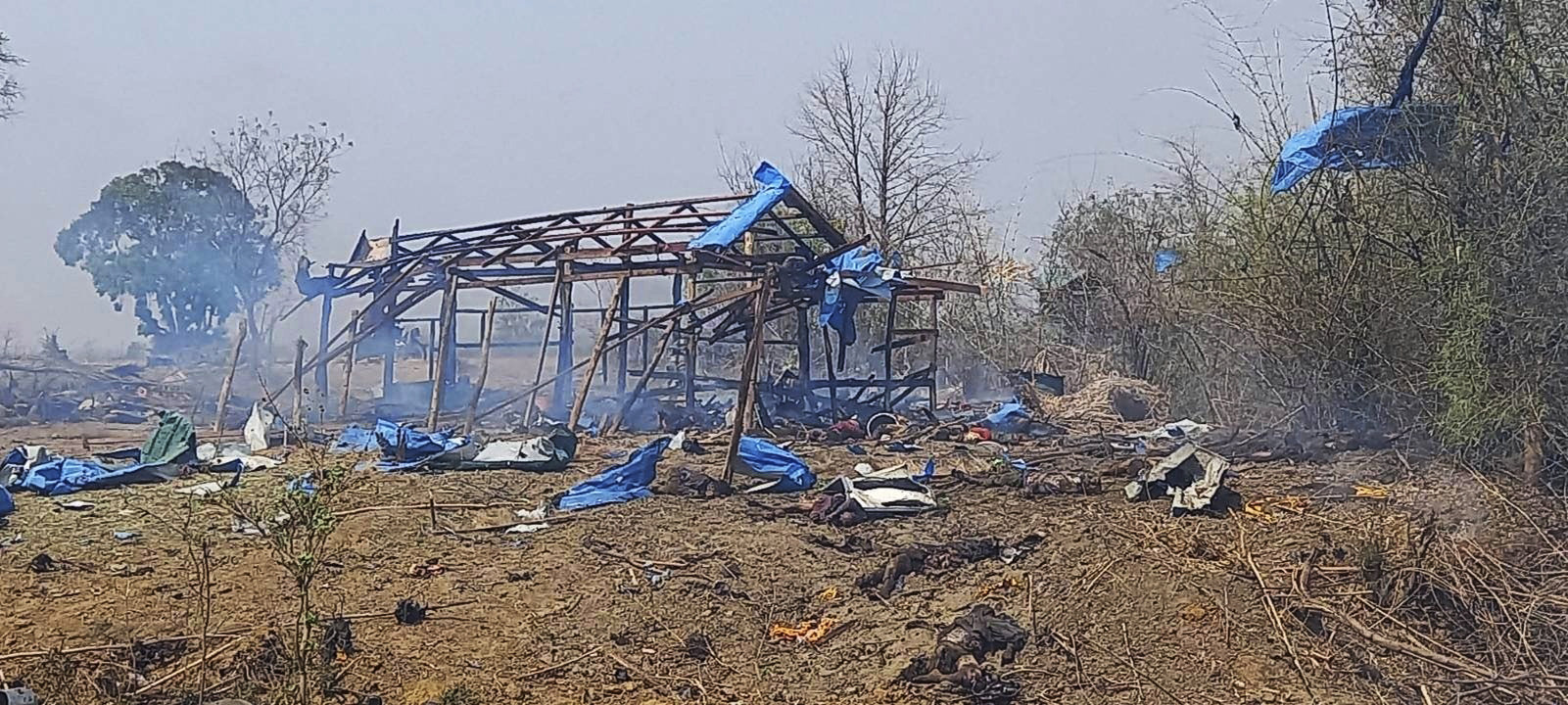 Witnesses and independent media reports said dozens of villagers in central Myanmar have been killed in an air attack carried out by the Southeast Asian country’s military government on April 11. Photo: Kyunhla Activists Group via AP