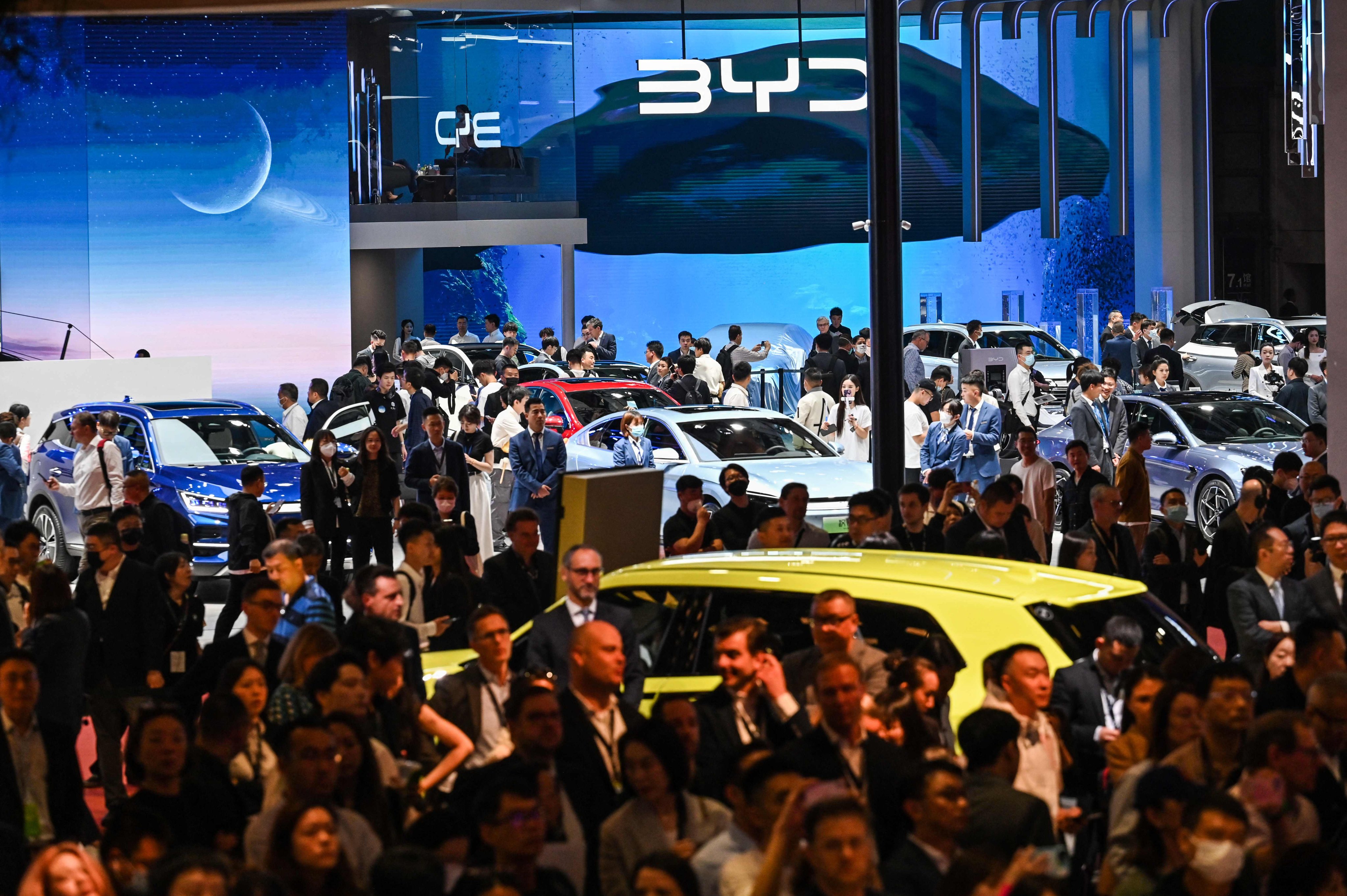 The Shanghai Auto Show opened on Tuesday. Carmakers plan to unveil more than 100 new models at this year’s event. Photo: AFP