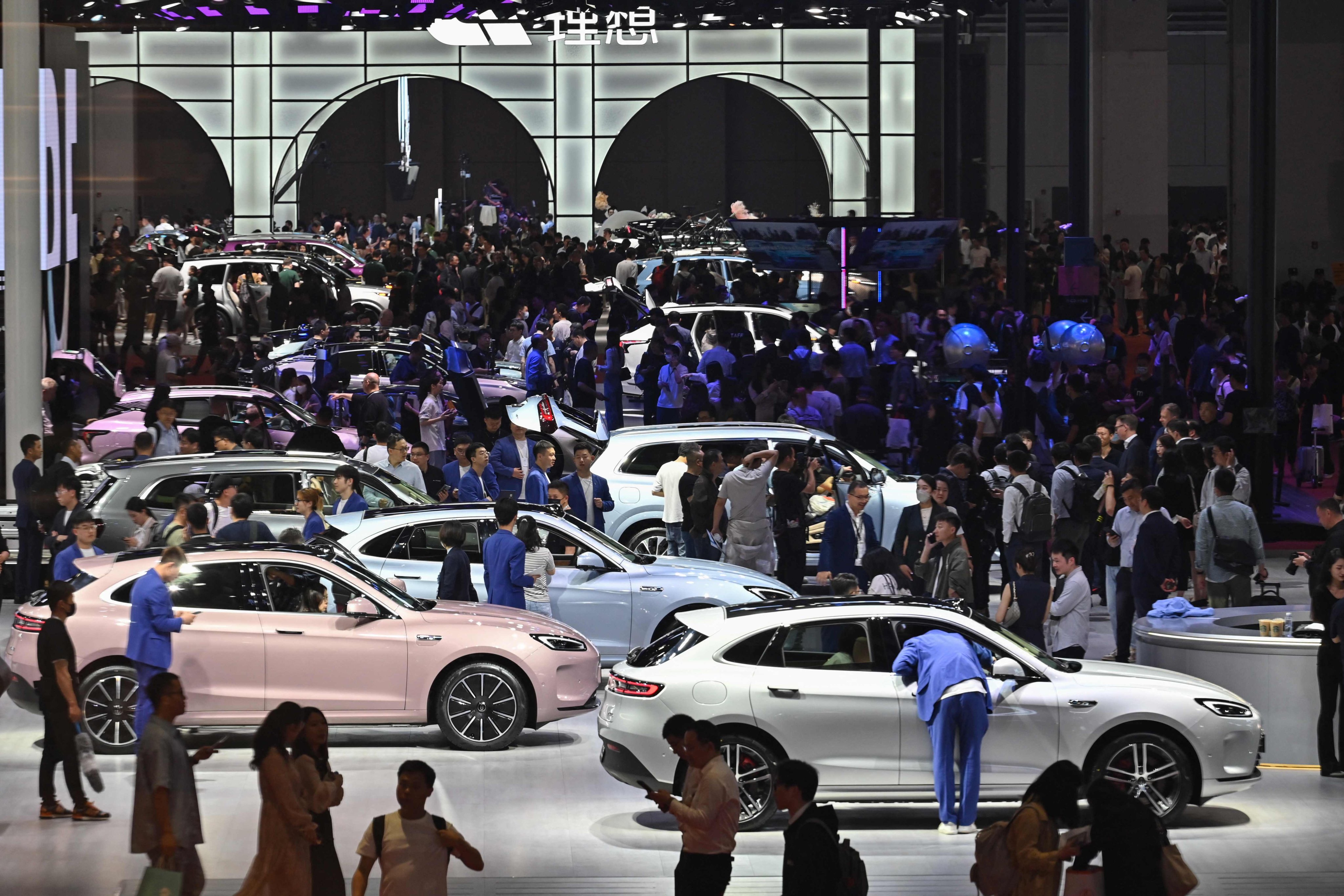A general view of Aito’s vehicle display during the 20th Shanghai International Automobile Industry Exhibition on April 19, 2023. Photo: AFP