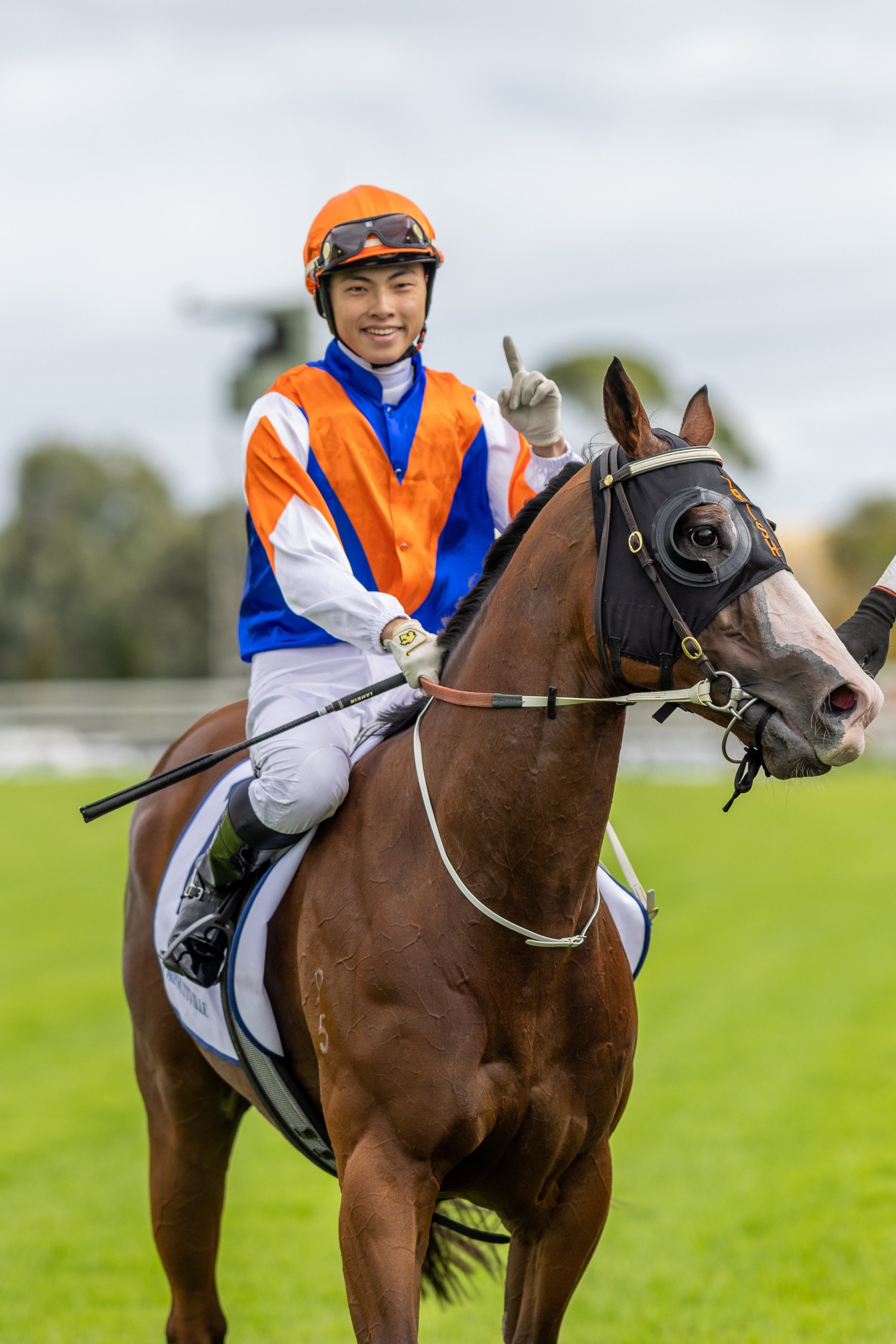 Ellis Wong celebrates a winner in South Australia.