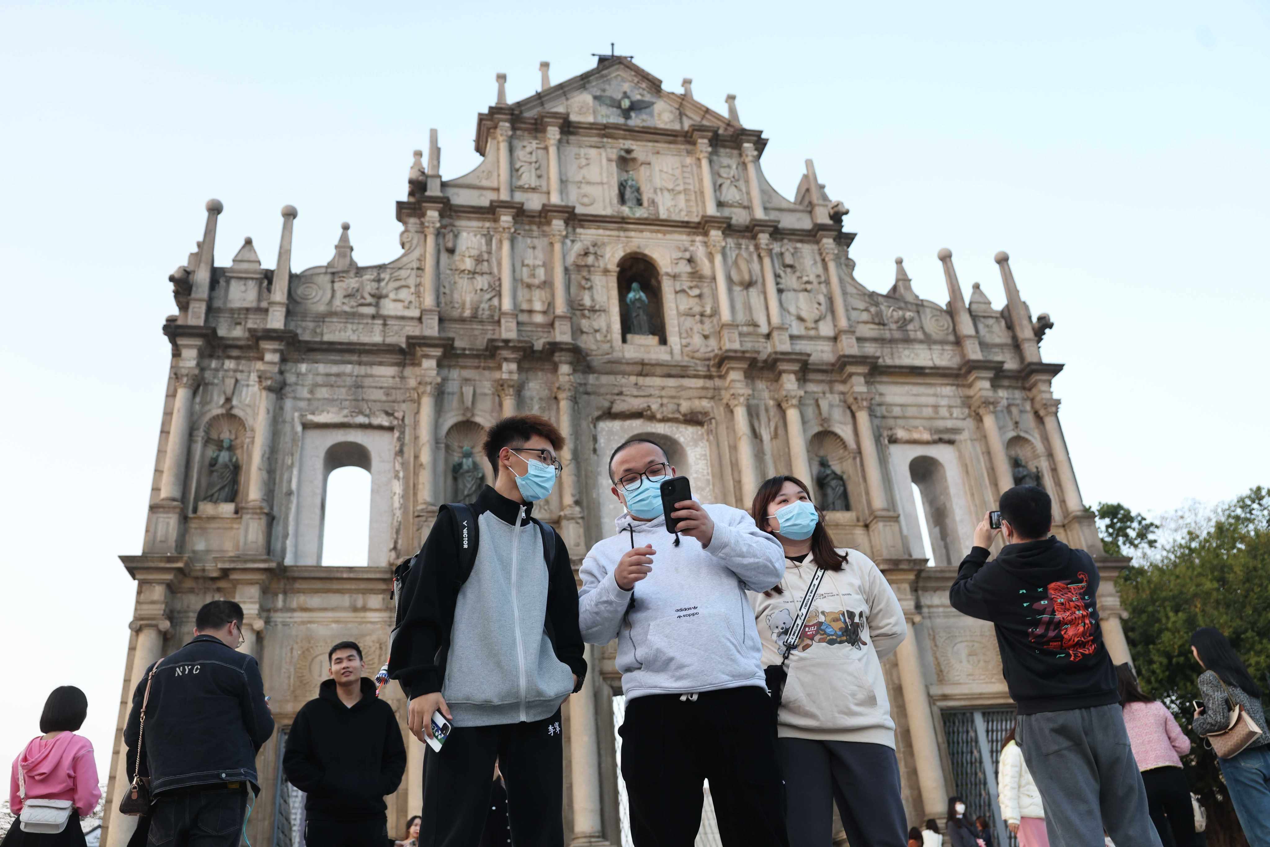 Tourists visit Macau’s famed Ruins of Saint Paul’s, a 17th-century Portuguese church. Photo: Edmond So