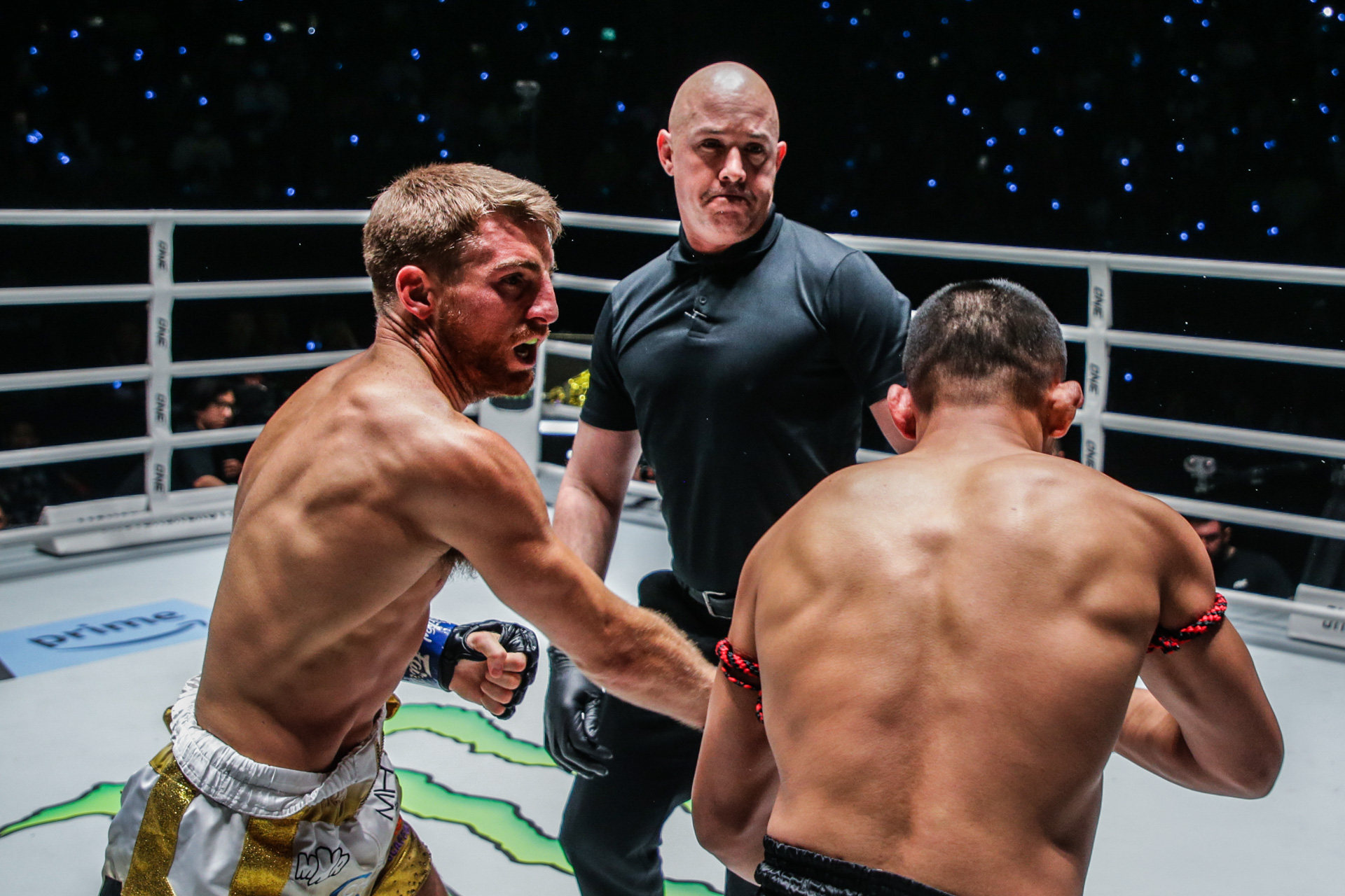 Jonathan Haggerty lands a punch on Nong-O Hama. Photos: ONE Championship