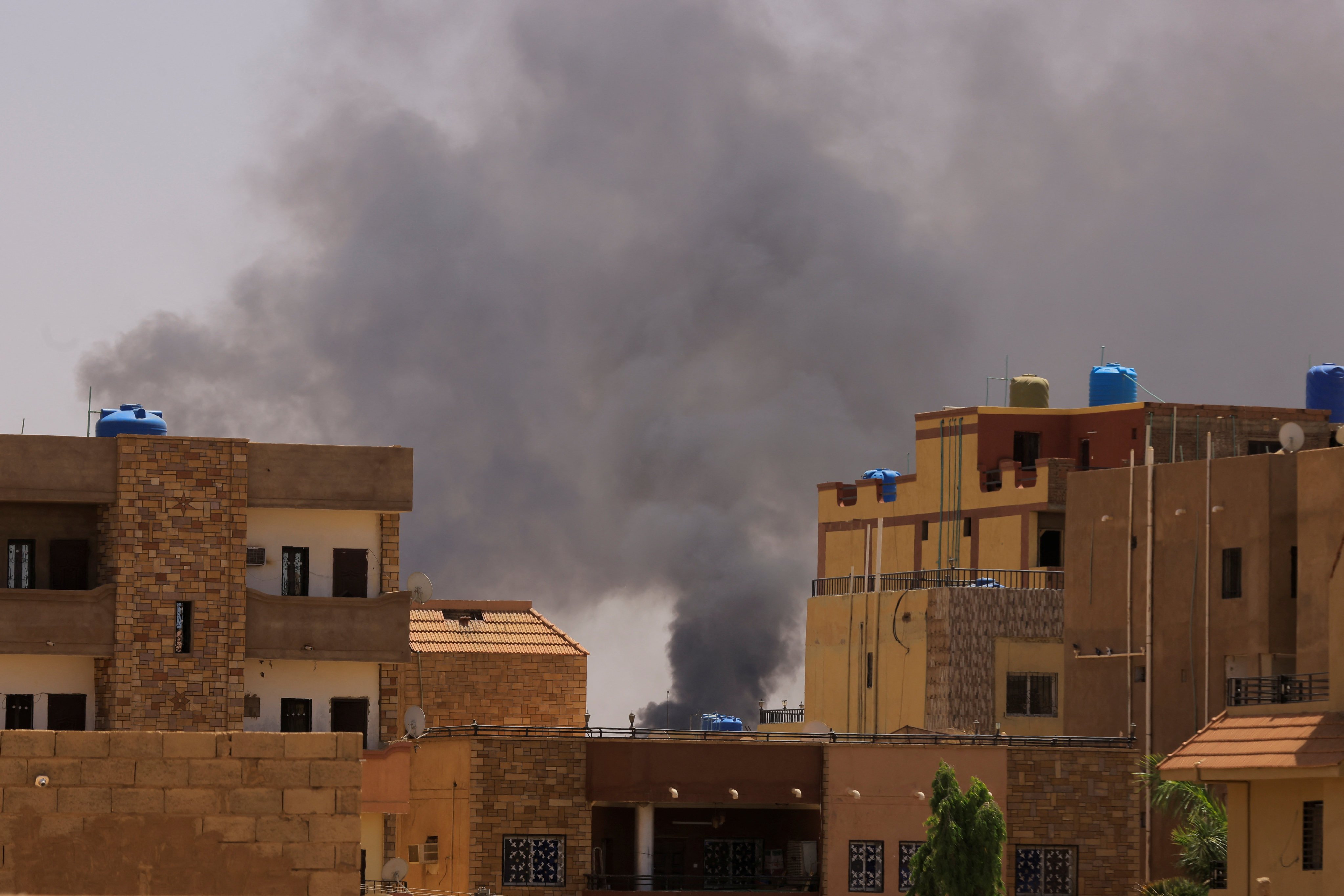 Smoke rises from buildings during clashes between the paramilitary Rapid Support Forces and the army in Khartoum, Sudan on Saturday. Photo: Reuters