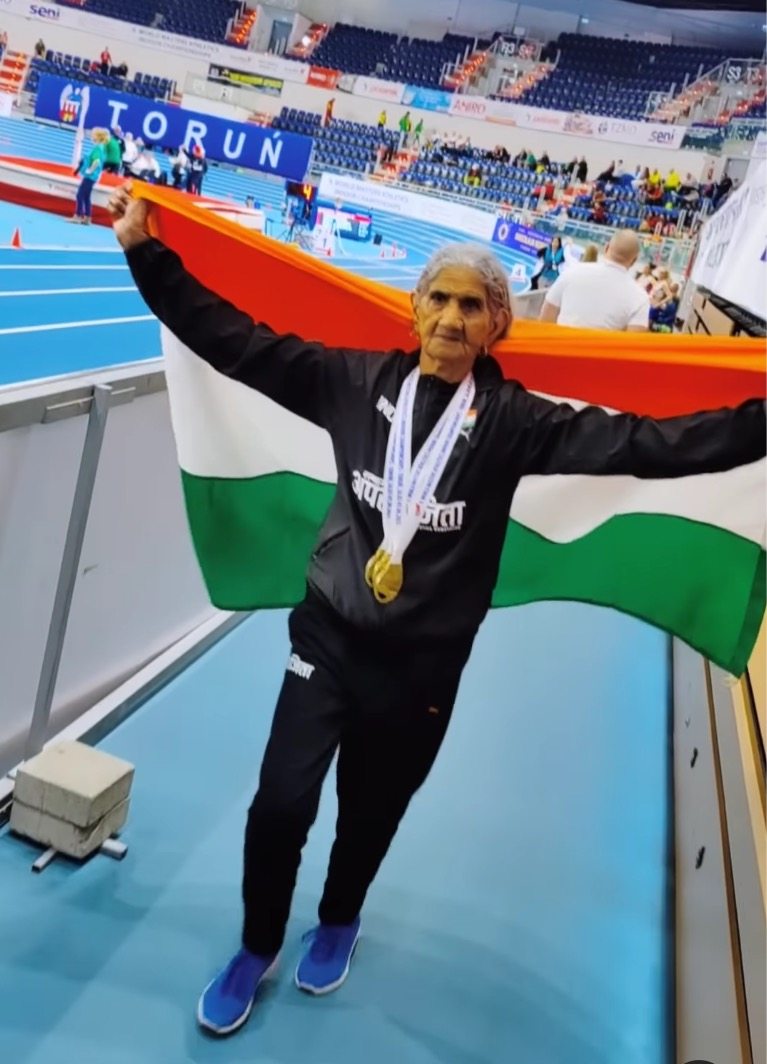 96-year-old Indian athlete Bhagwani Devi Dagar. Photo: Instagram/ @bhagwanidevi_official