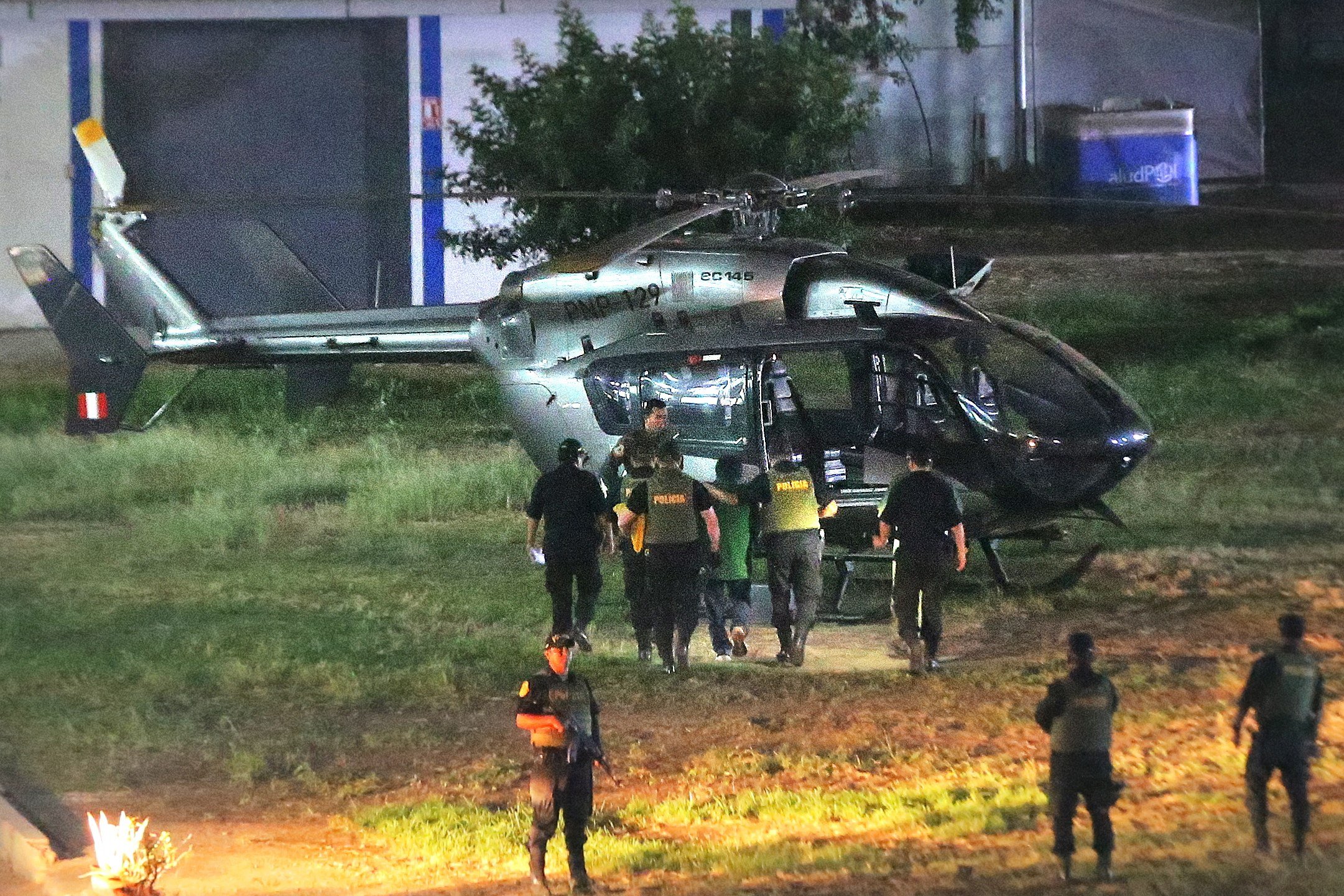 Former president Alejandro Toledo was flown by helicopter to Barbadillo prison in Lima, Peru. Photo: EPA-EFE