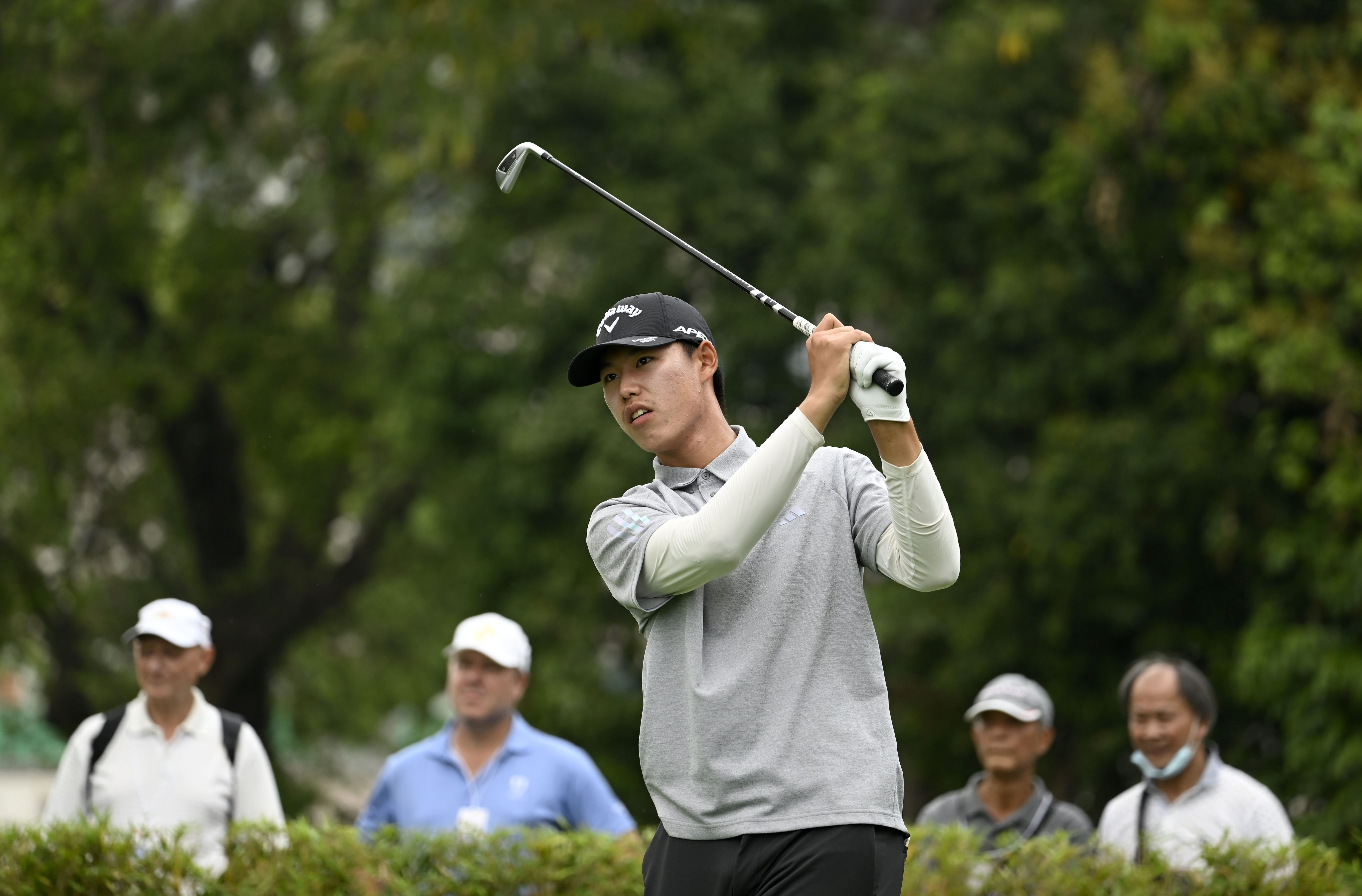 Chinese amateur Ding Wenyi in action during the second round of the World City Championship at Hong Kong Golf Club. Photo: Asian Tour.