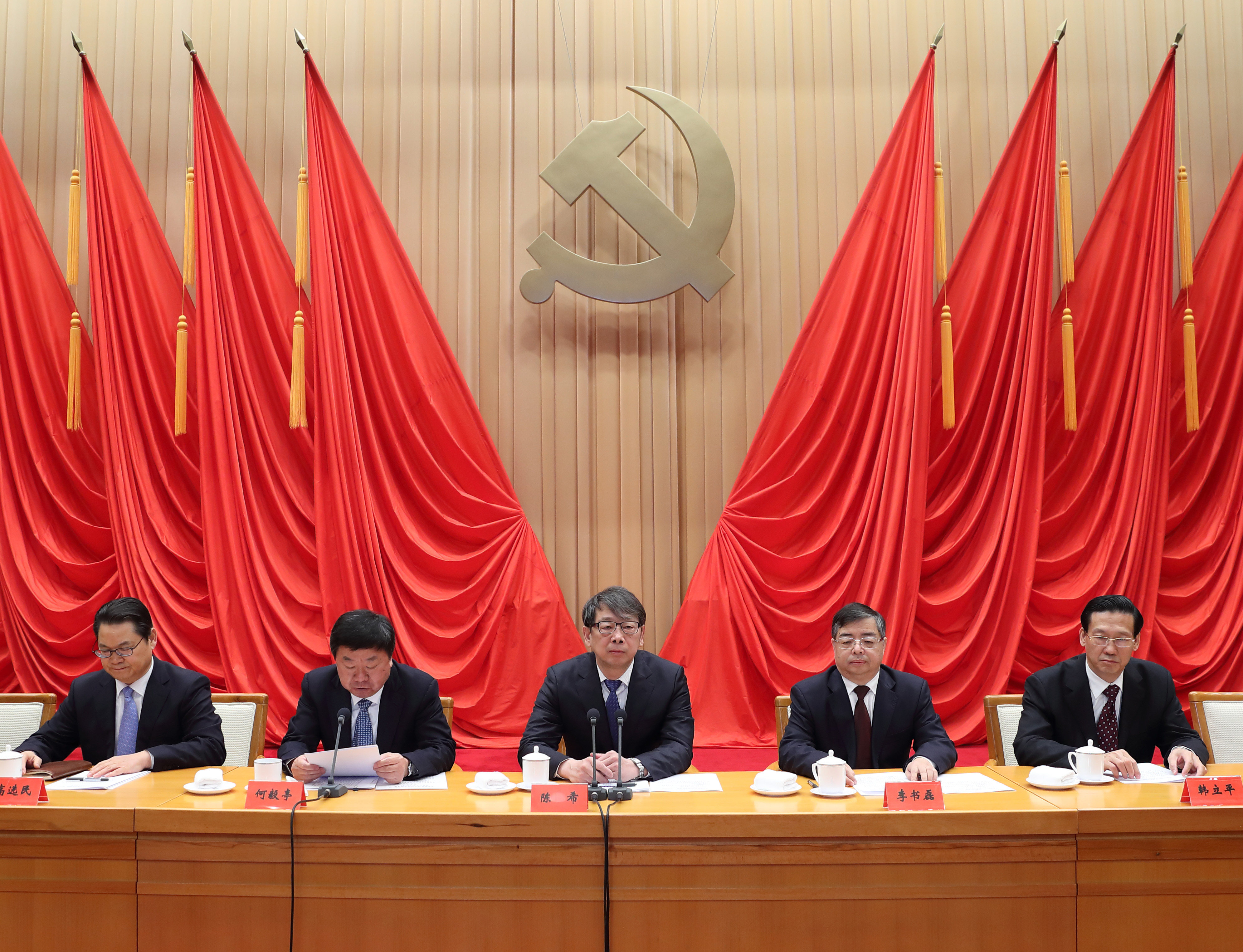 Chen Xi (centre) spent three decades at Tsinghua University, mainly responsible for Communist Party work. Photo: Xinhua