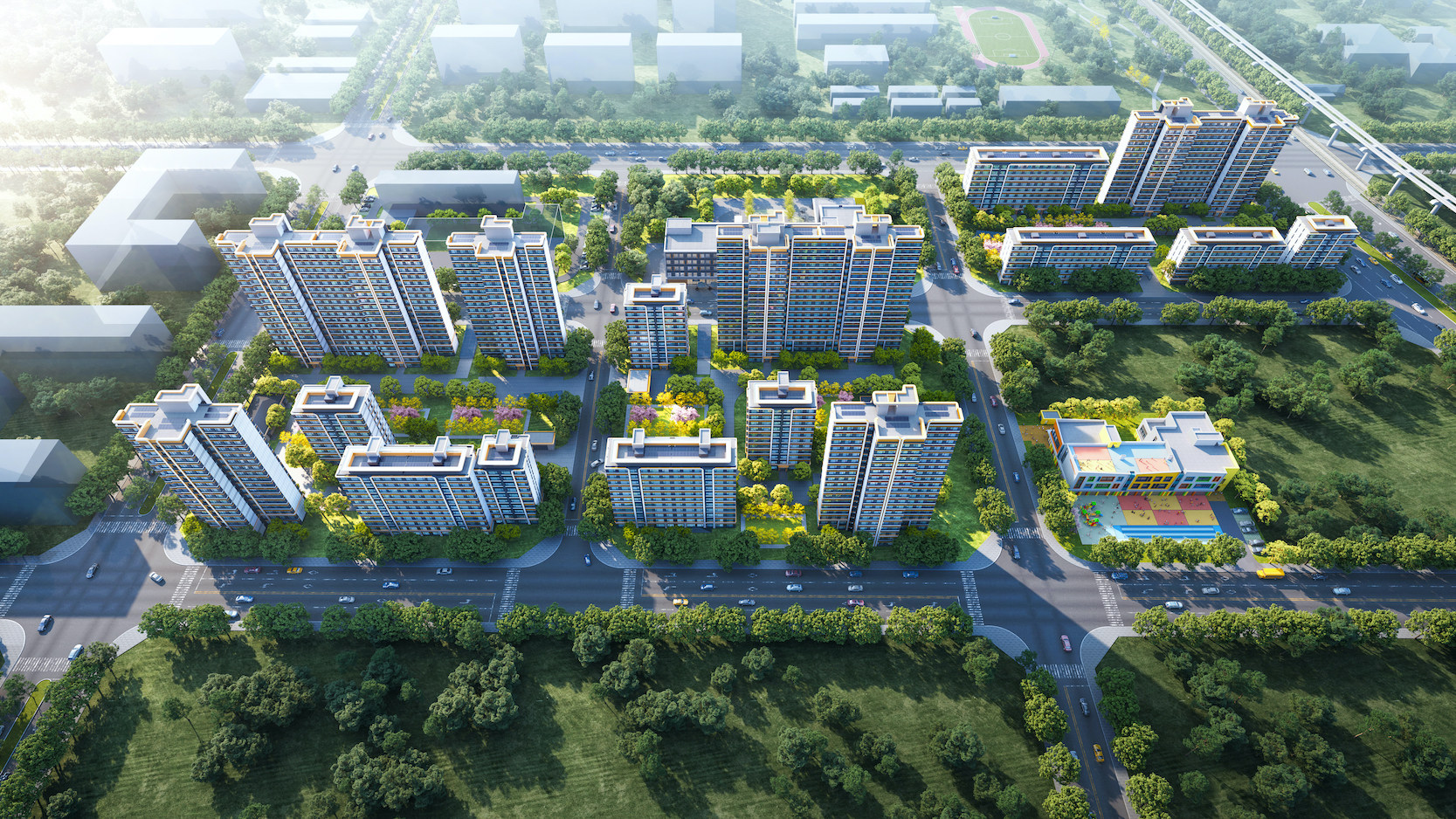 An artist’s illustration of Yuexiu Property’s Xingyue apartment project in Huilongguang of Beijing’s Changping district