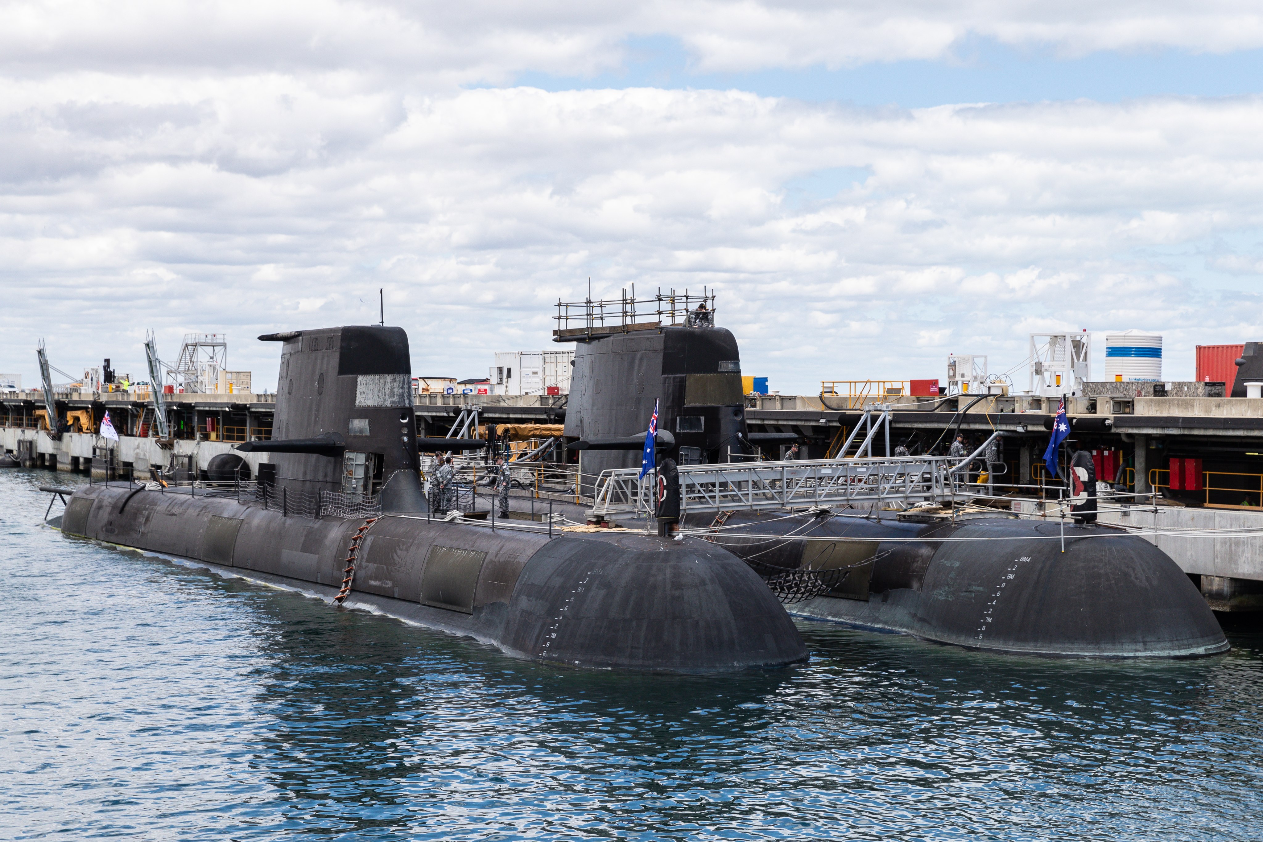 Australian submarines docked at a naval base in Perth. File photo: EPA-EFE