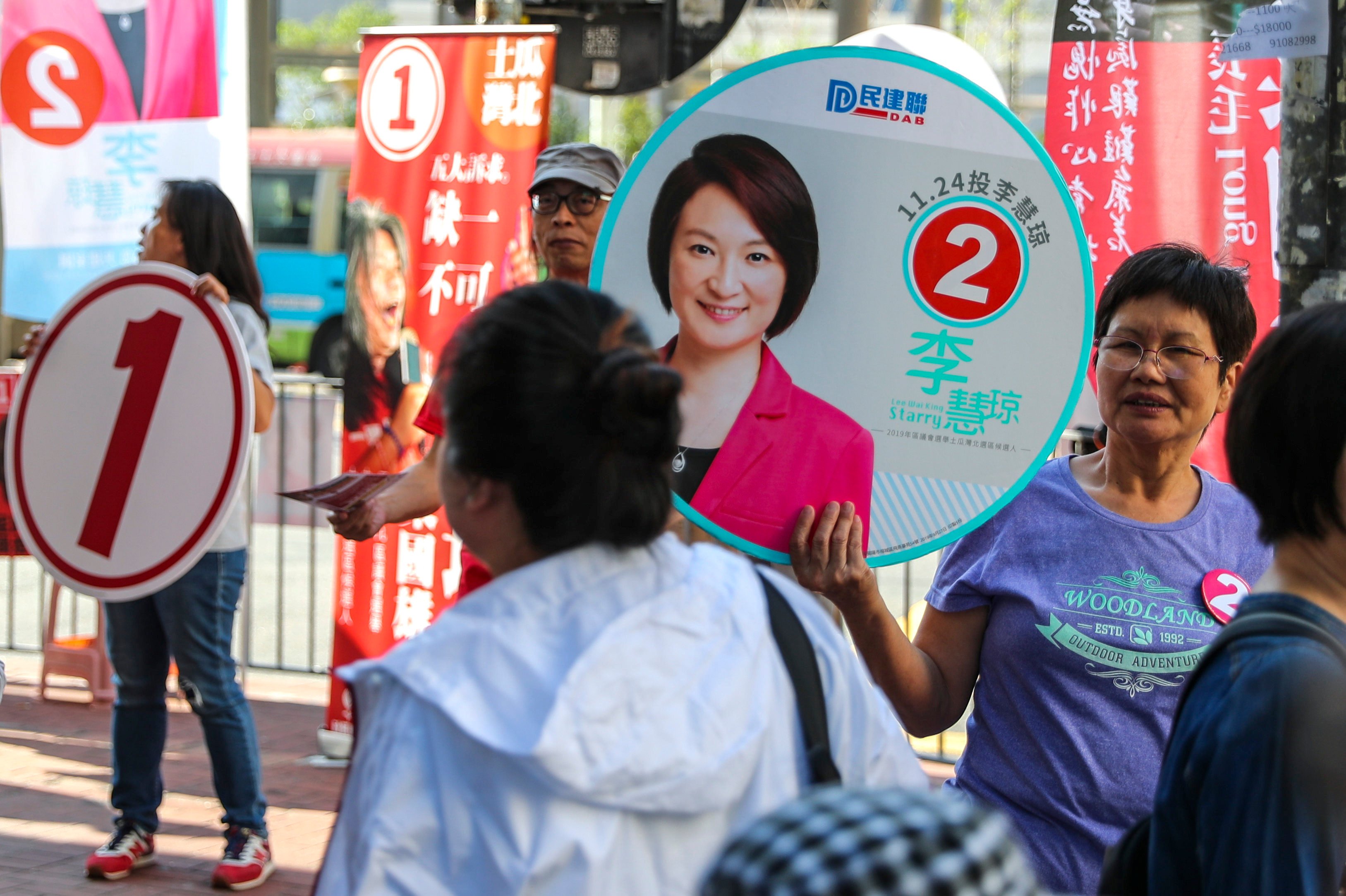 Voters appear for the district council election at polling stations at ELCHK Hung Hom Lutheran Primary School, To Kwa Wan on November 24, 2019. Photo: Sam Tsang