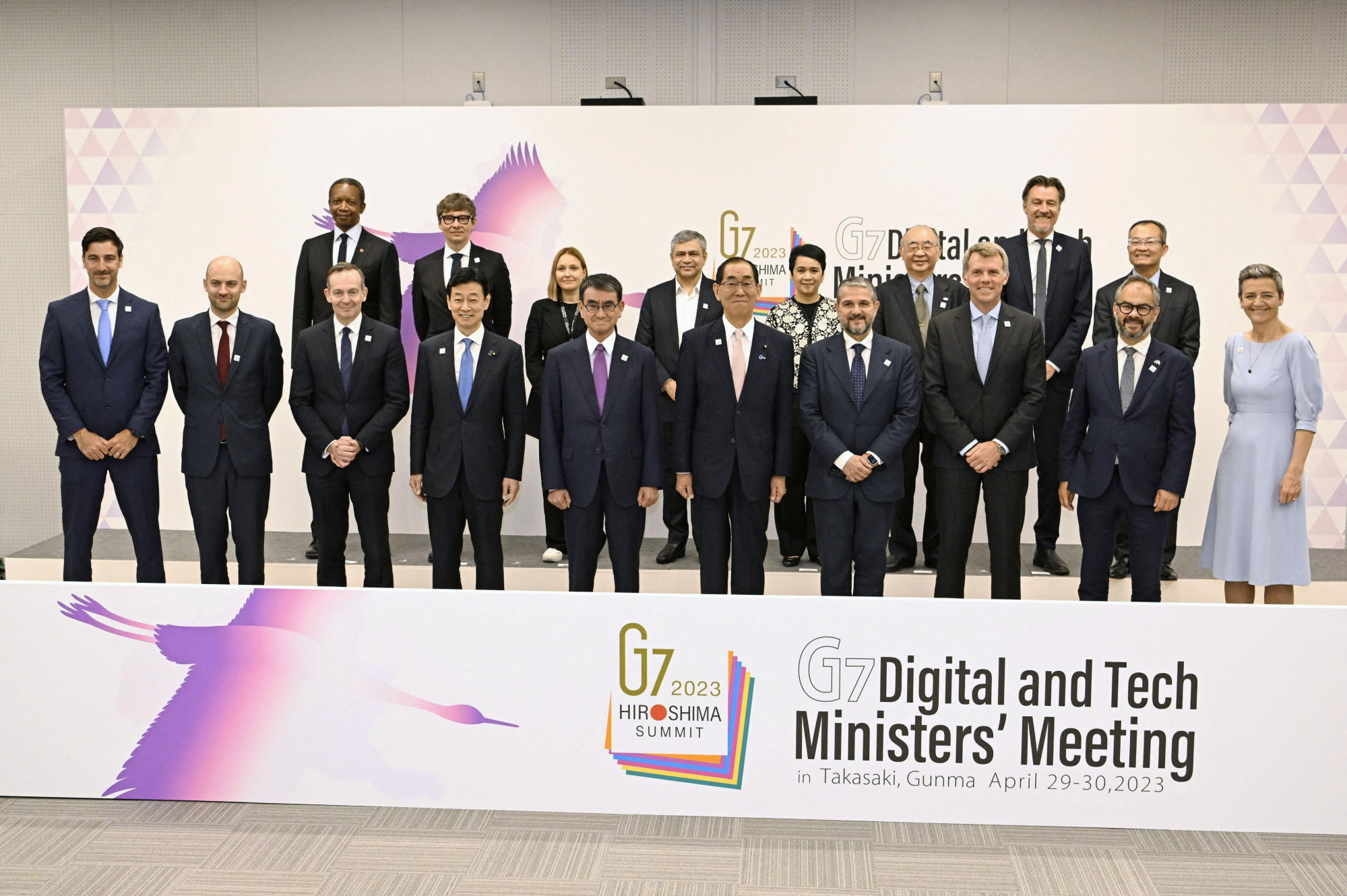 Digital and technology ministers attend a photo session during the G7 Digital and Tech Ministers’ Meeting in Takasaki, Gunma Prefecture, Japan. Photo: Kyodo via Reuters