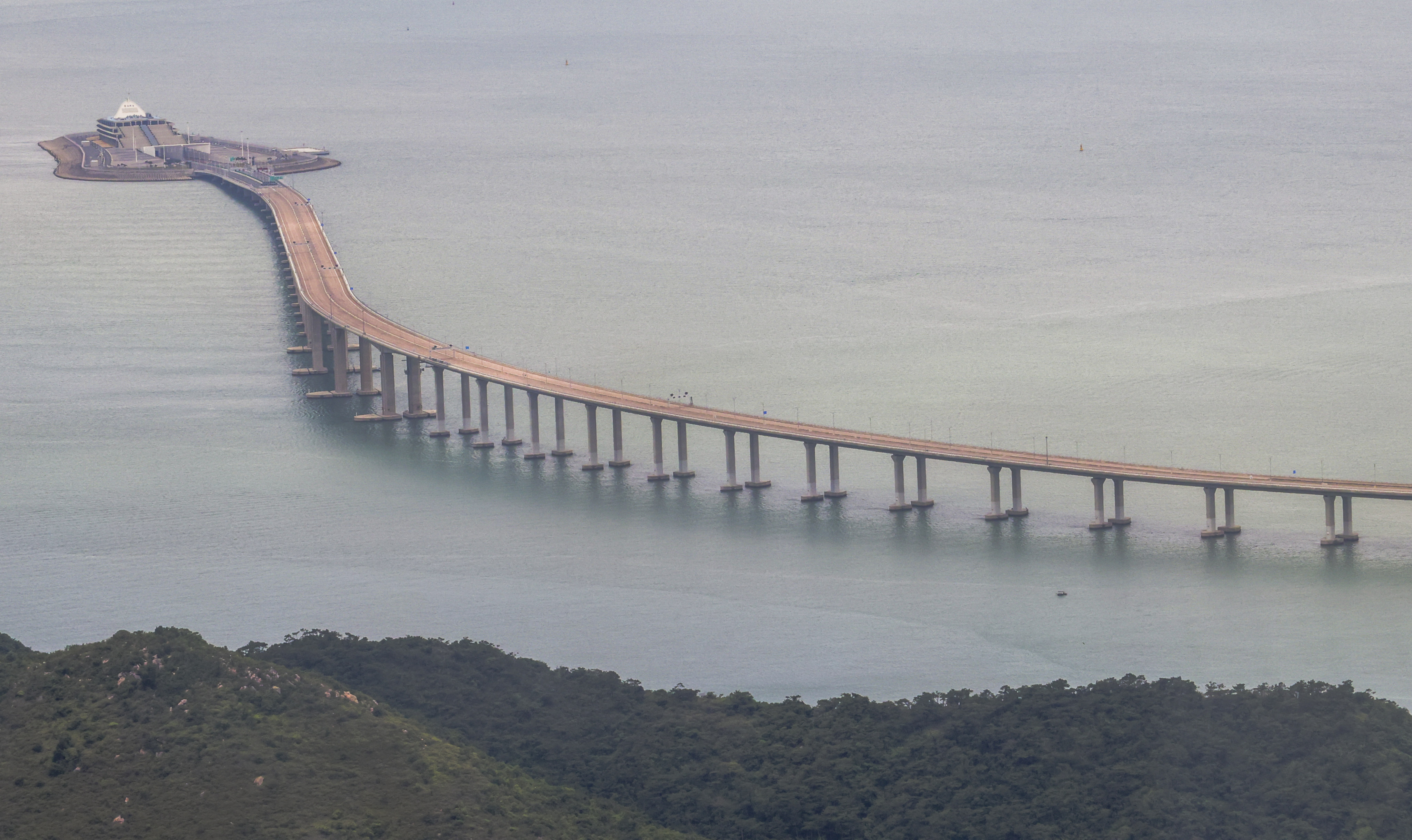 A portion of the mega bridge linking Hong Kong with mainland China. From July 1, city residents can drive up north using the crossing. Photo: Jelly Tse
