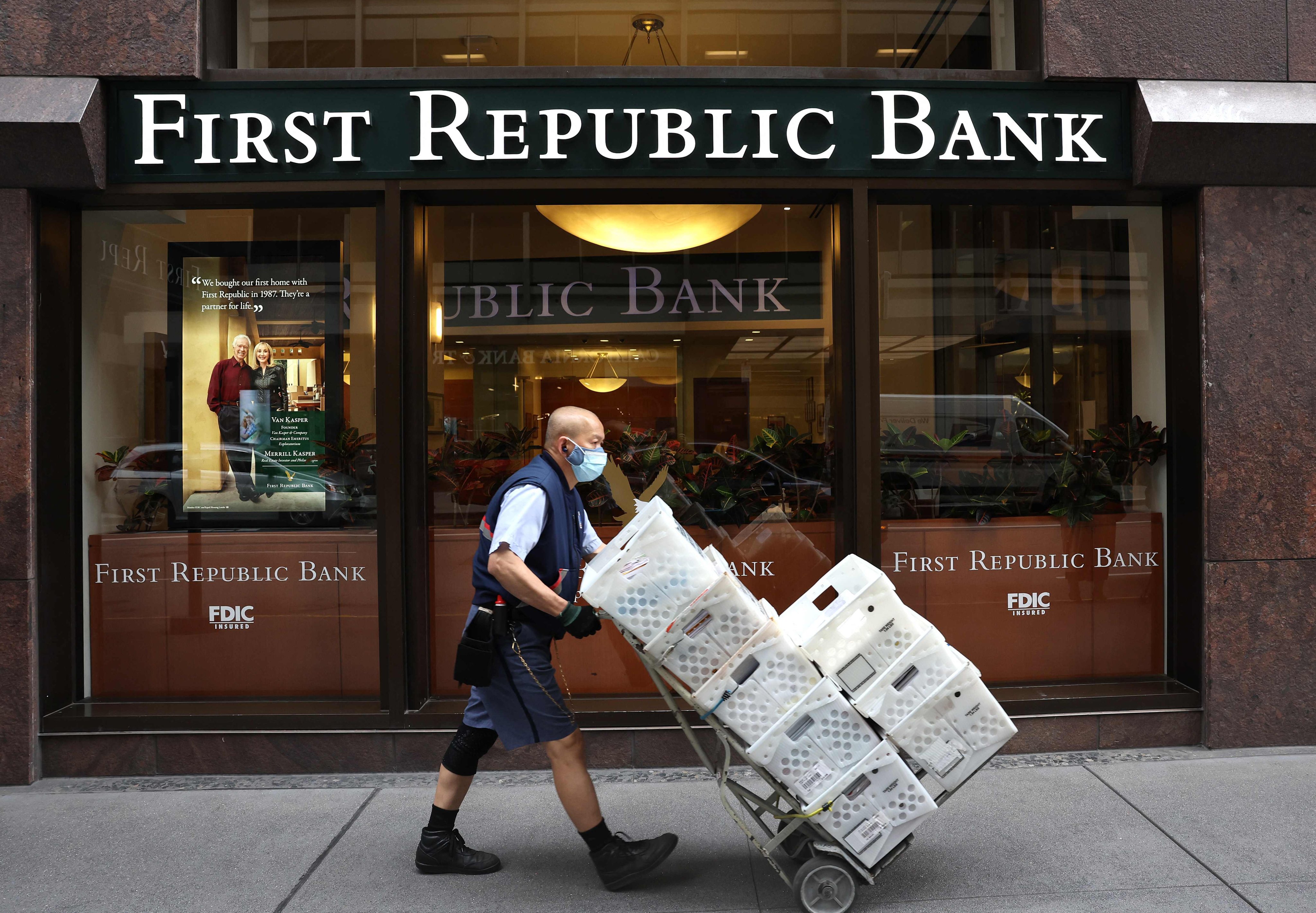 A First Republic Bank office in San Francisco, California. Federal Regulators seized the troubled lender and sold all of its deposits and most of its assets to JPMorgan Chase. File photo: AFP