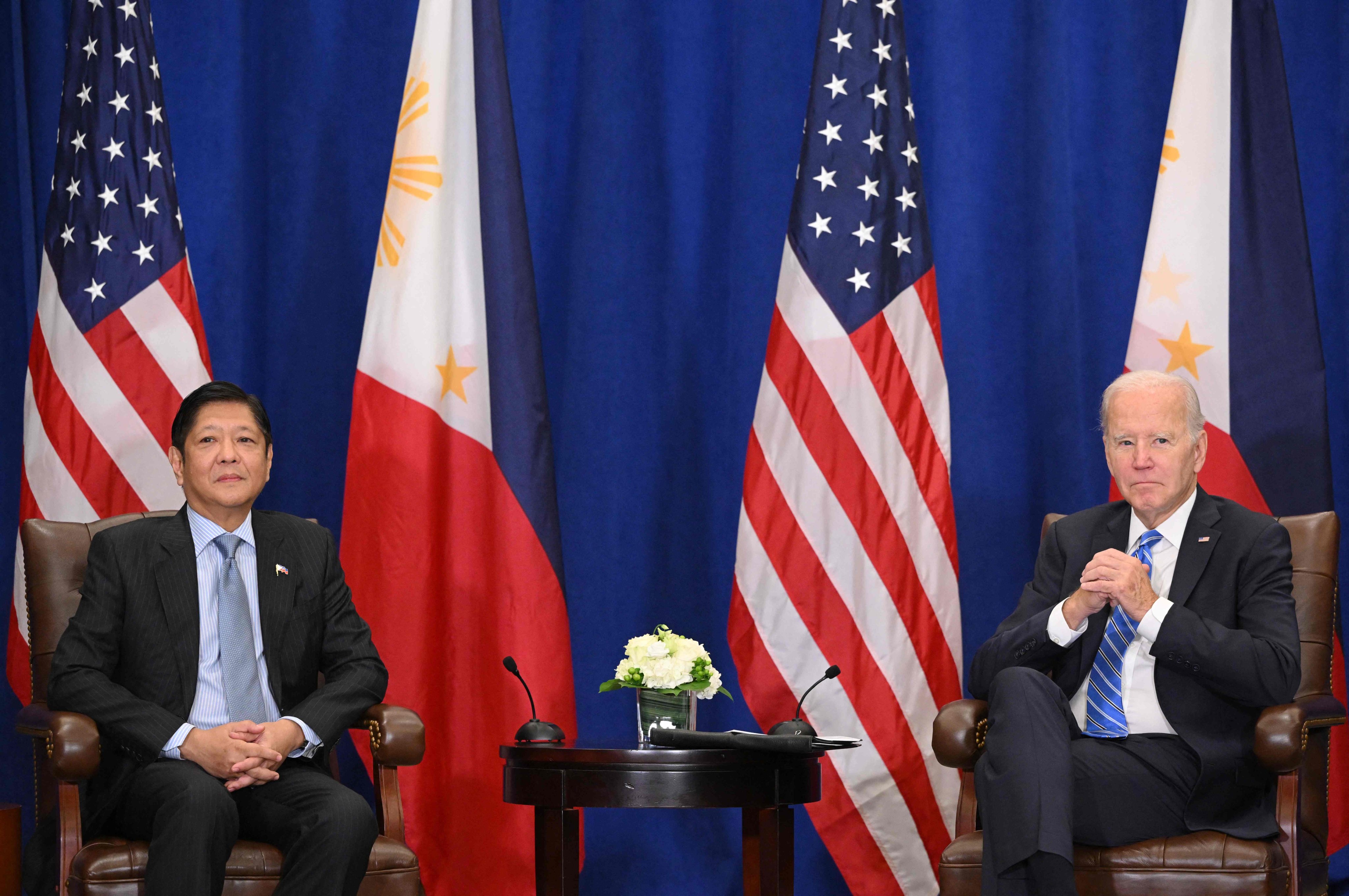 Philippine President Ferdinand Marcos Jnr with his US counterpart Joe Biden on the sidelines of the UN General Assembly in New York City in September 2022. Photo: AFP