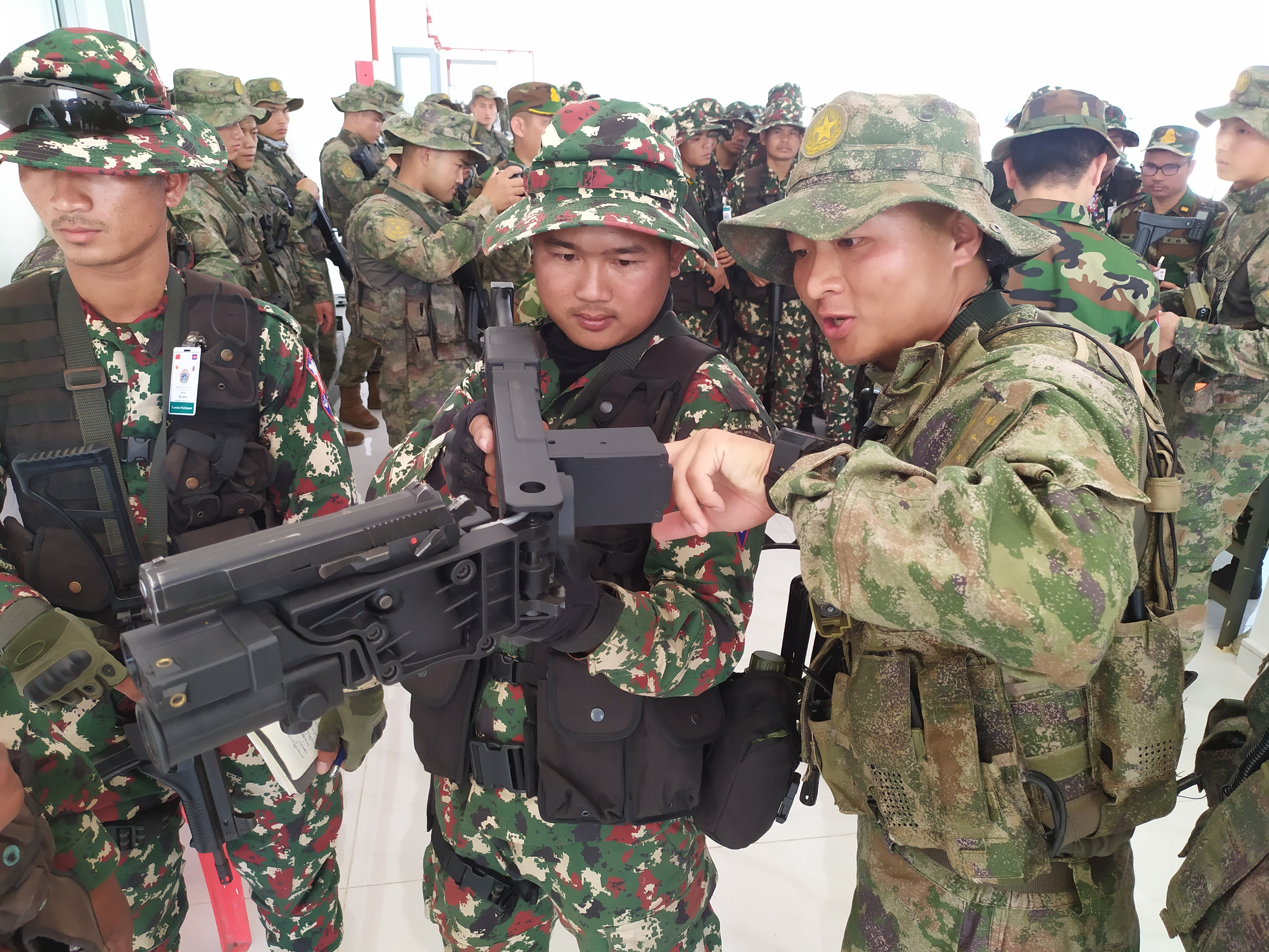 Cambodian and Chinese soldiers during the Golden Dragon military exercise at the Royal Gendarmerie Training Centre in Cambodia, on March 24. China’s defence relationship with Cambodia is the strongest in Southeast Asia. Photo: Xinhua