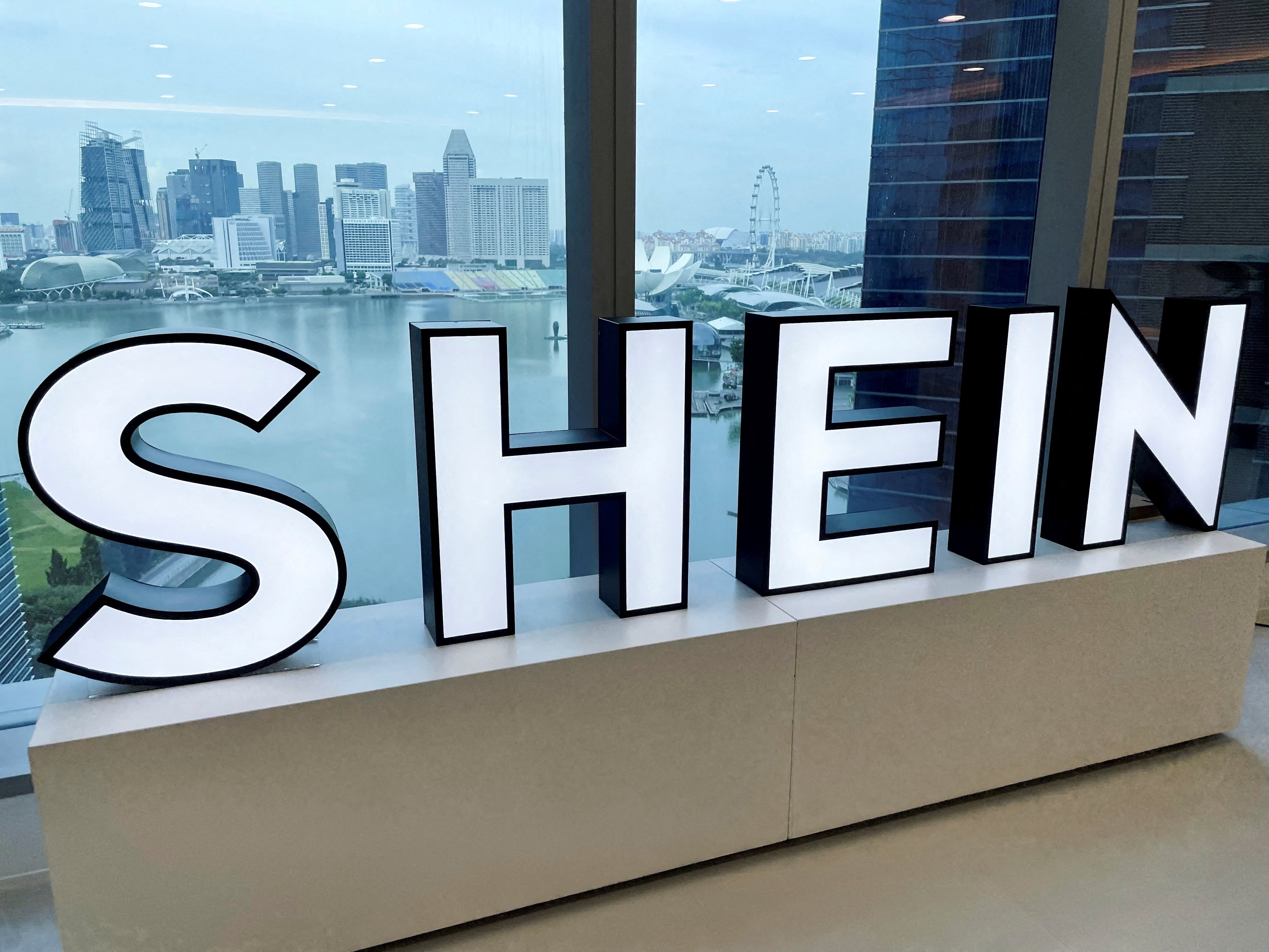 A Shein logo is pictured at the company’s office in the central business district of Singapore. Photo: Reuters