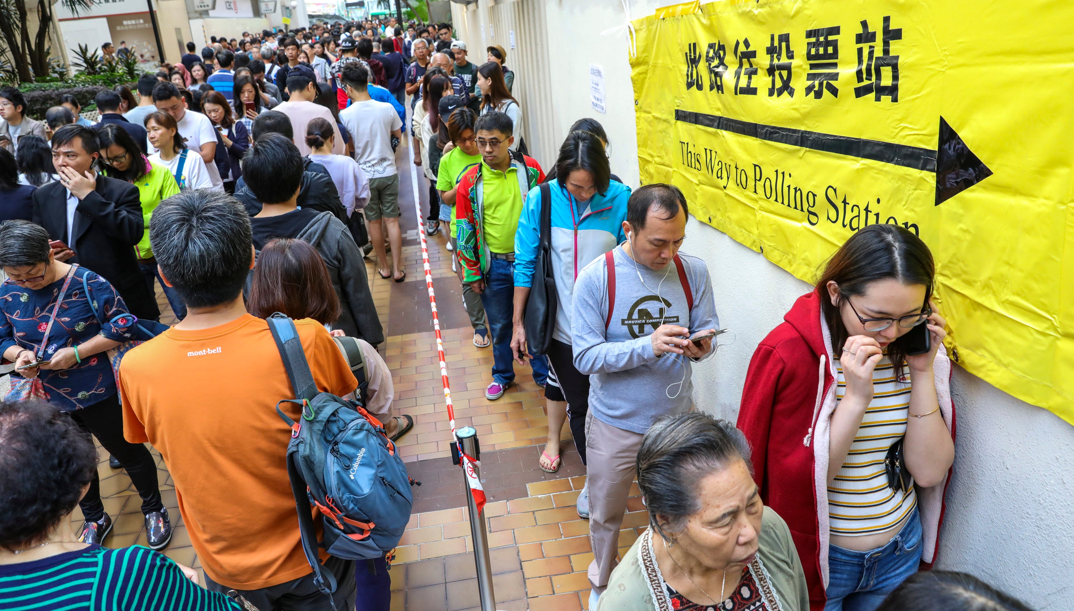 Hongkongers show up in force at the district council election in 2019 amid the social unrest. Photo: May Tse
