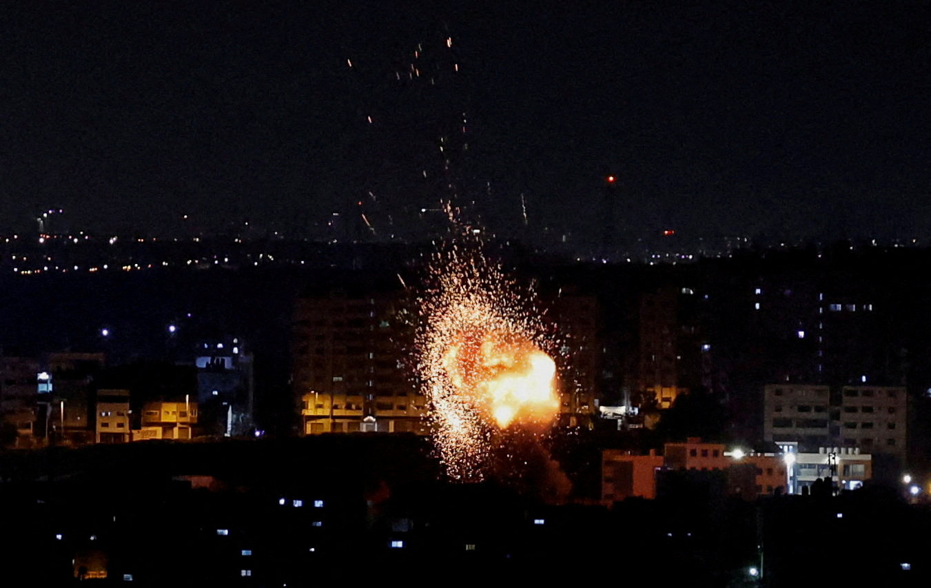 An explosion following an Israeli air strike in Gaza on Tuesday. Photo: Reuters
