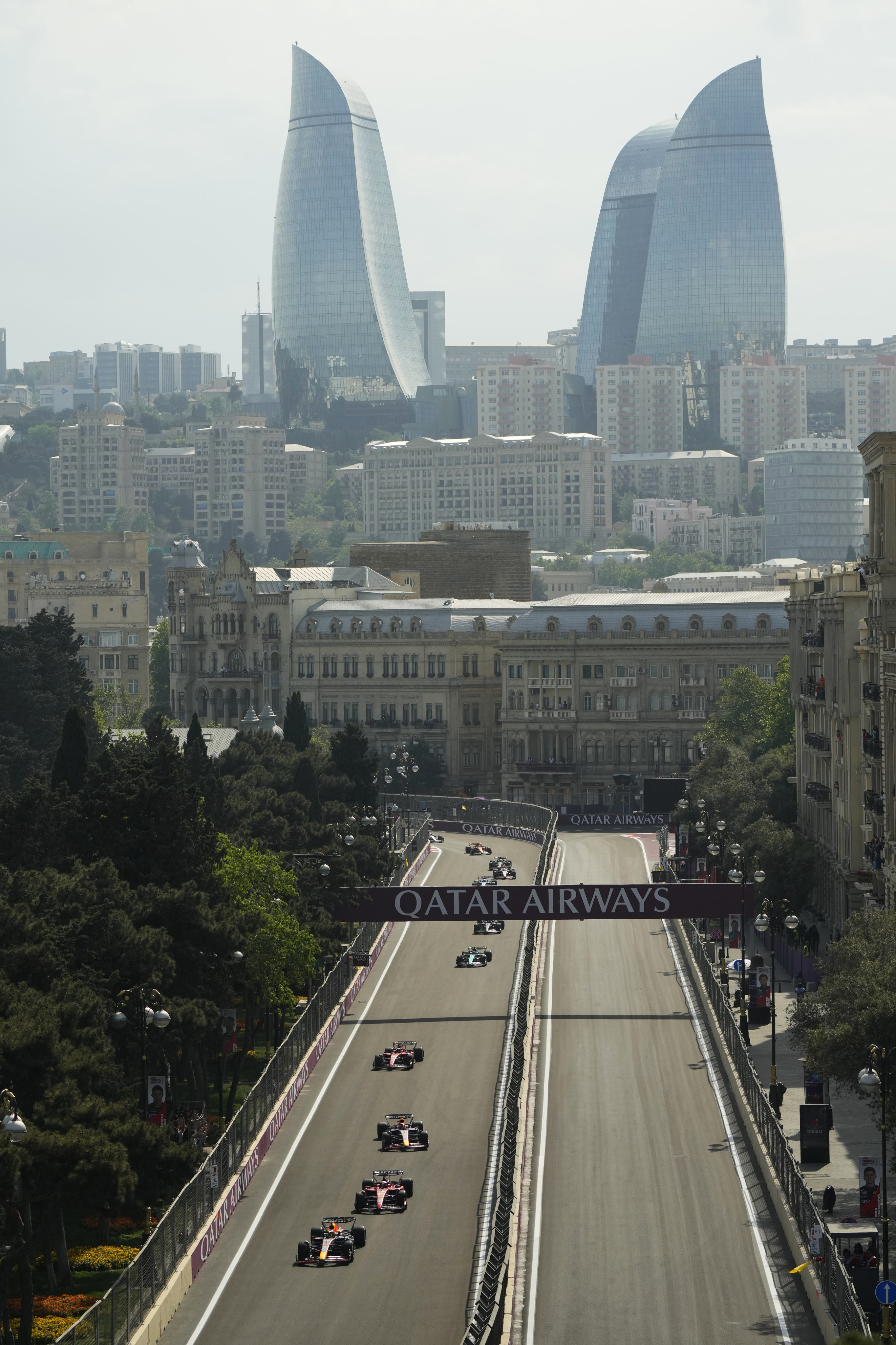 Drivers compete during last weekend’s Azerbaijan Grand Prix in Baku. Photo: AP