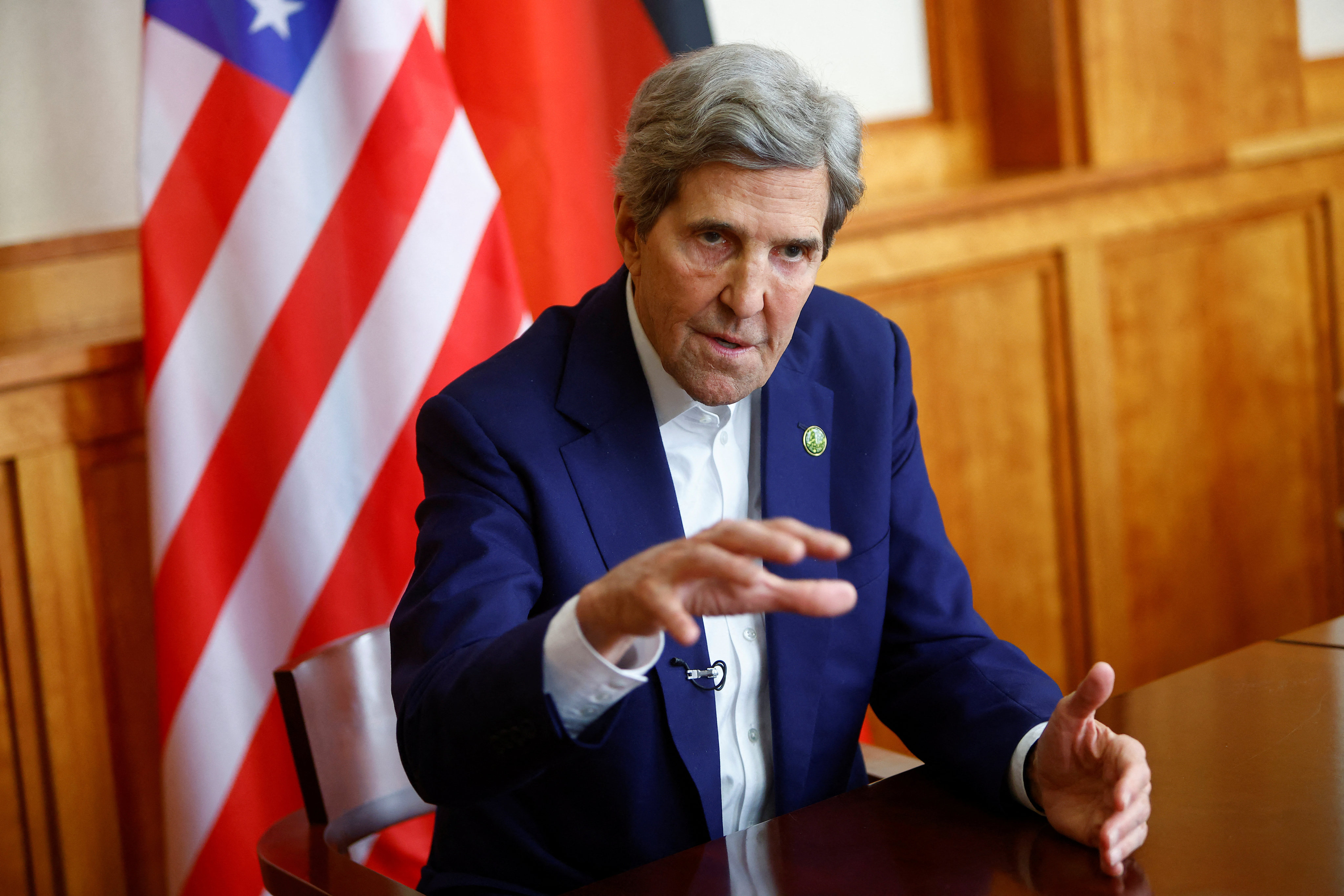 US Special Presidential Envoy for Climate John Kerry gives an interview in Berlin on Wednesday. Photo: Reuters