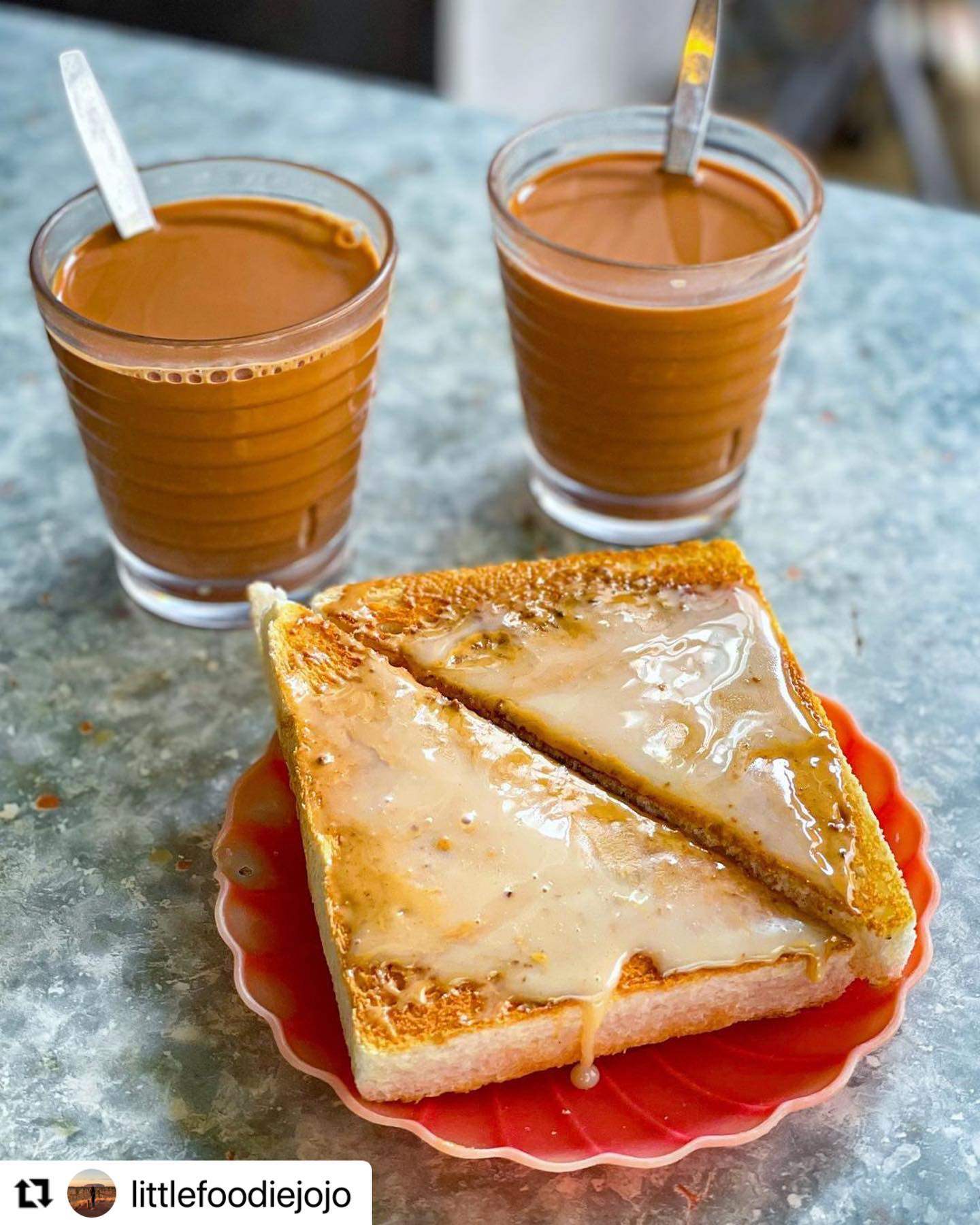 Condensed milk toast and hot milk tea from Bing Kee Cha Dong, Tai Hang, Hong Kong. Photo: Instagram/@bing_kee