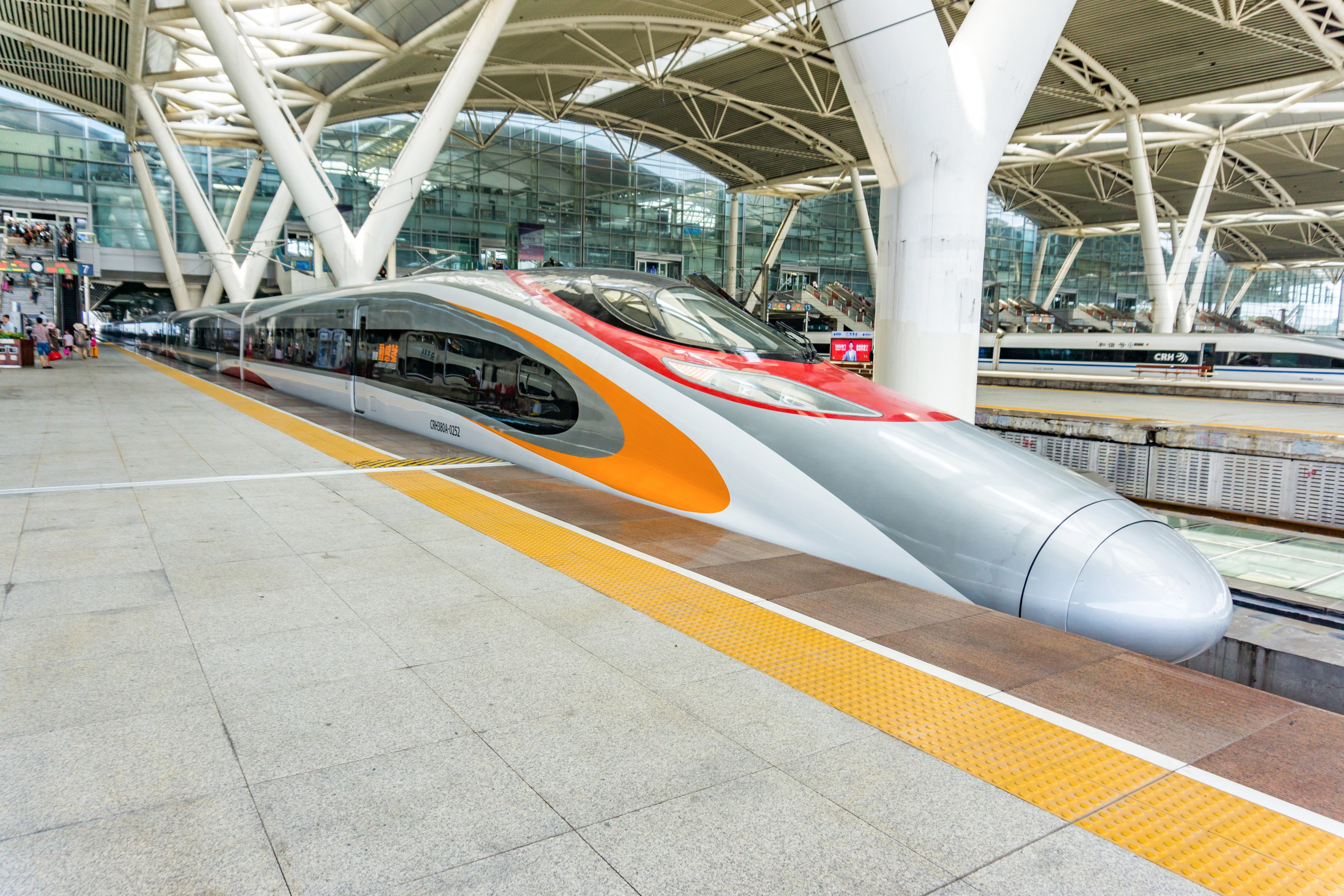 A Hong Kong-bound high-speed train stops at Guangzhou South Railway Station. A century ago the Japanese-built South Manchuria Railway, like the Guangzhou-Hong Kong railway, improved connectivity within China, but is viewed as an act of hostile foreign colonialism.