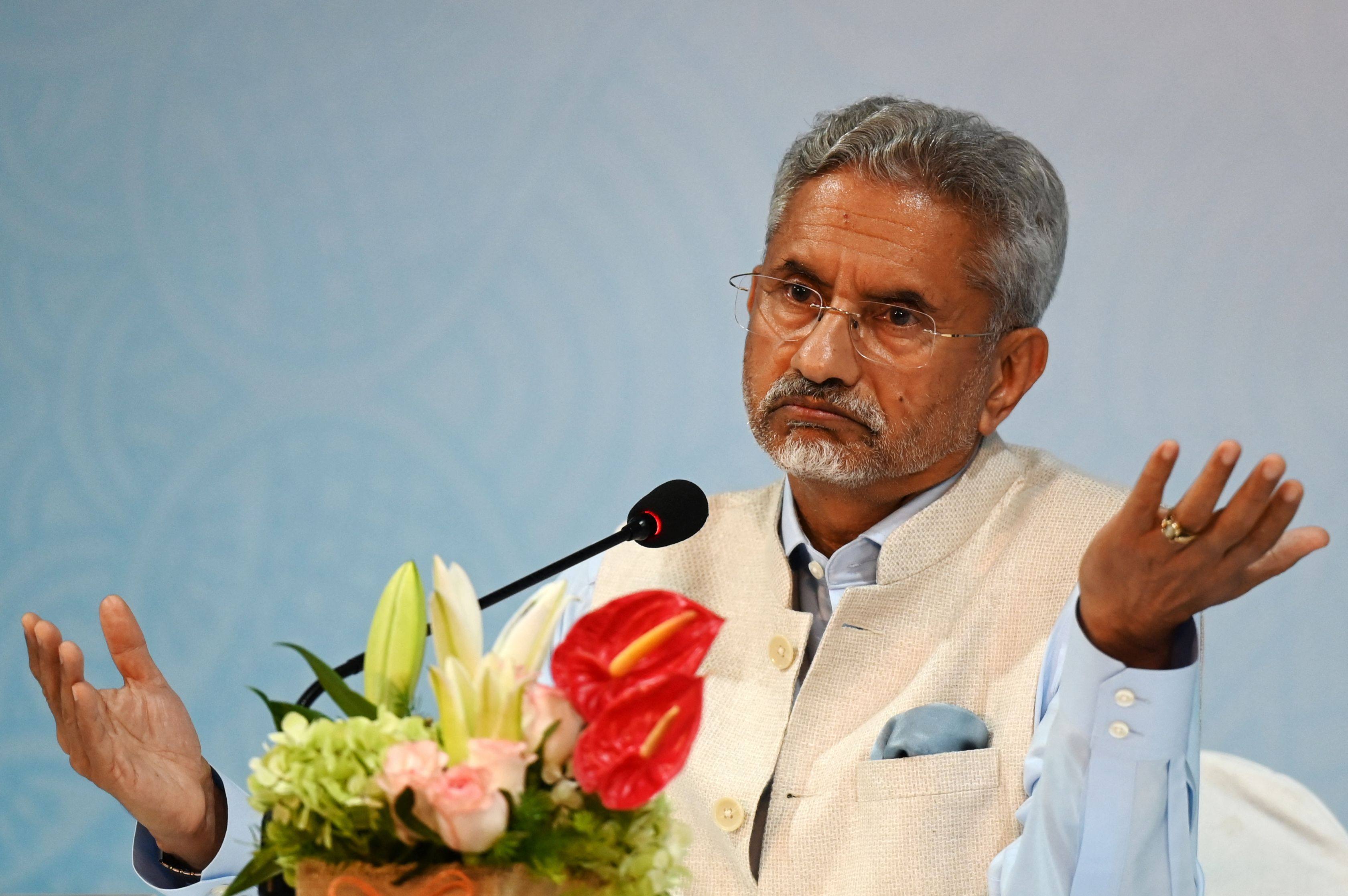 Subrahmanyam Jaishankar, India’s minister of external affairs, attends a news conference of the Shanghai Cooperation Organisation in Goa on Friday. Photo: AFP