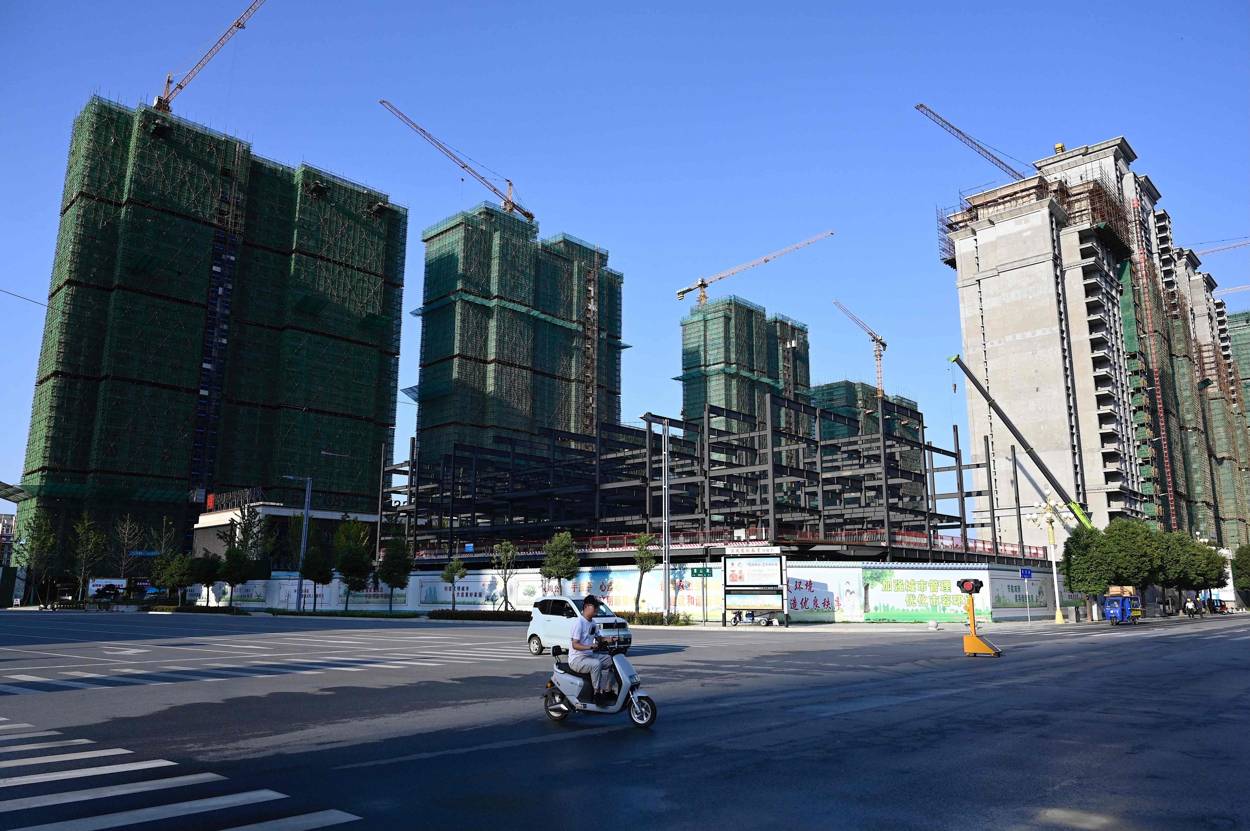 A construction site of an Evergrande housing complex in Zhumadian, central China’s Henan province. Photo: AFP
