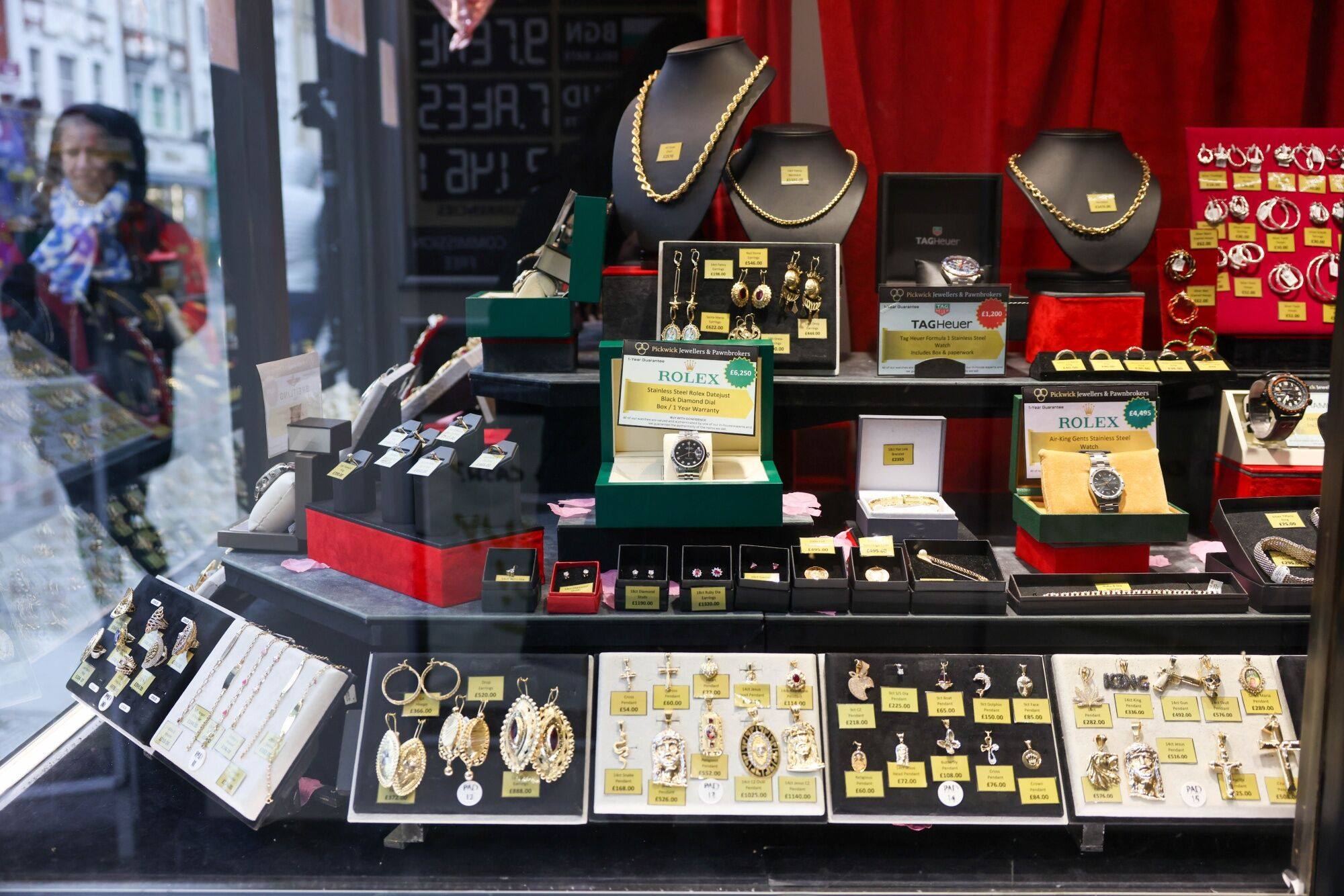 Items for sale at a pawnbroker’s in London on March 8, amid the cost of living crisis in the UK. Photo: Bloomberg