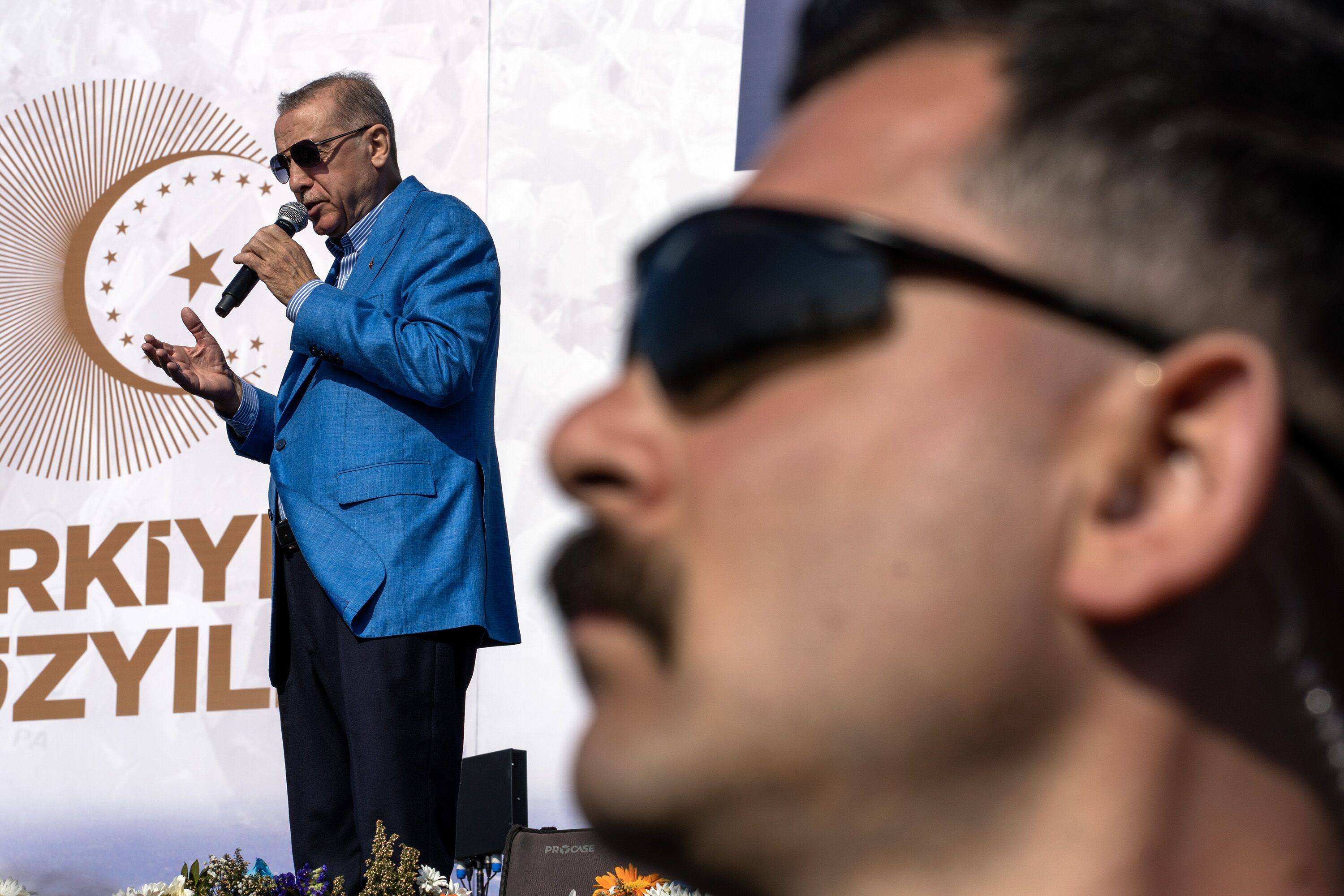 Recep Tayyip Erdogan, Turkey’s president, speaks during an election campaign rally in Istanbul. Photo: Bloomberg