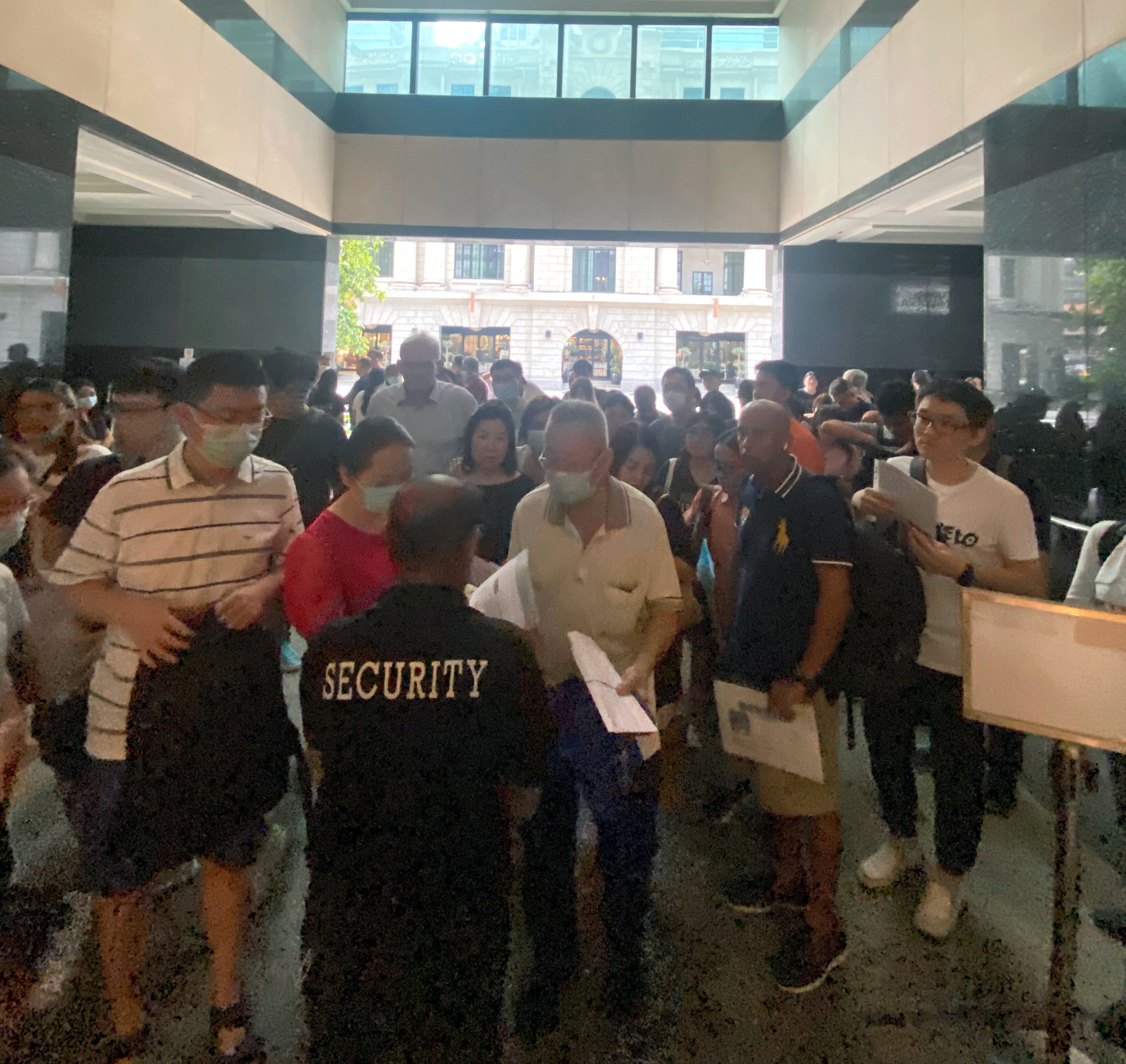 The crowd outside the China Visa Application Centre in Singapore on Monday. Photo: Kimberly Lim 