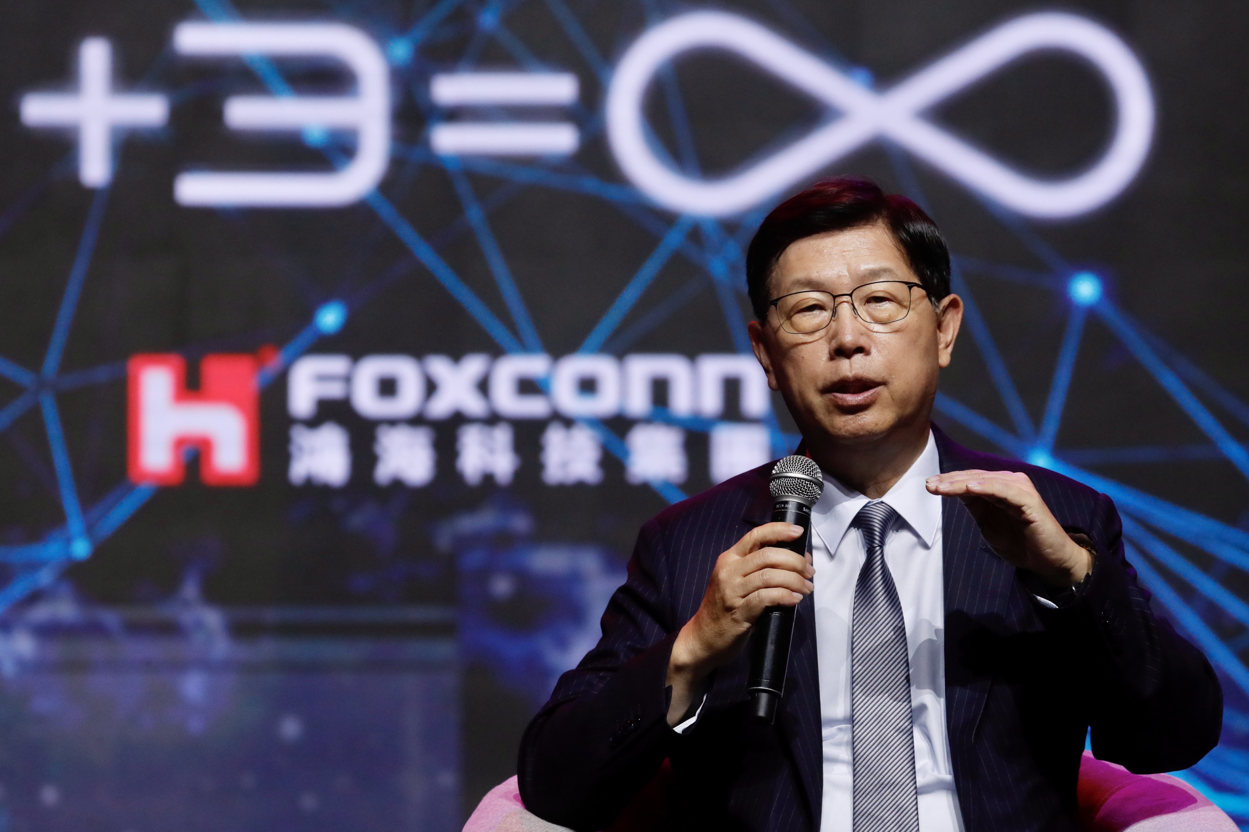 Liu Young-way, chairman and chief executive of Foxconn Technology Group, speaks at the Taiwanese company’s electric vehicle launch in Taipei on October 18, 2022. Photo: EPA-EFE
