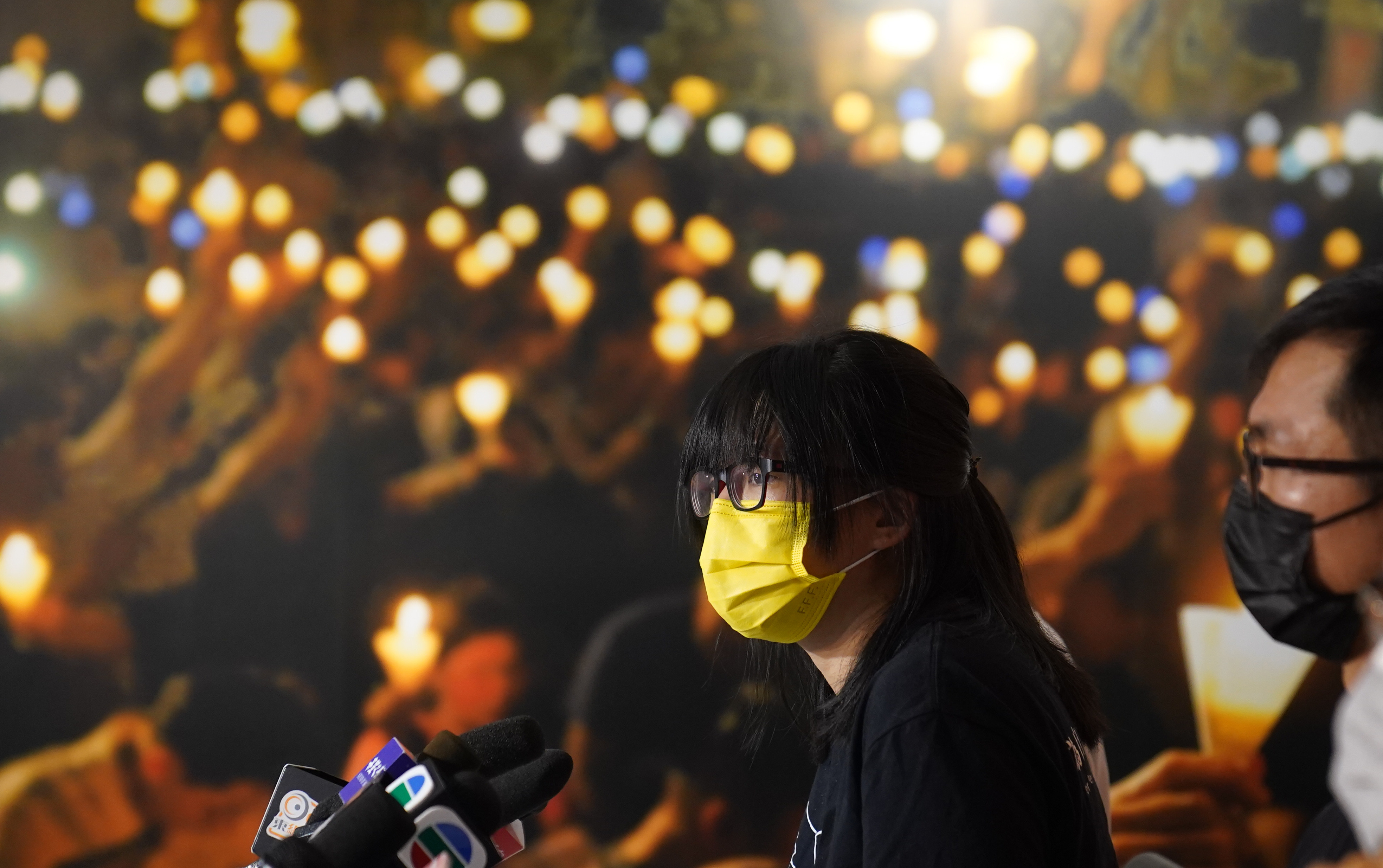 A South Korean rights group has awarded a prize to jailed Hong Kong activist Chow Hang-tung (centre). Photo: Sam Tsang
