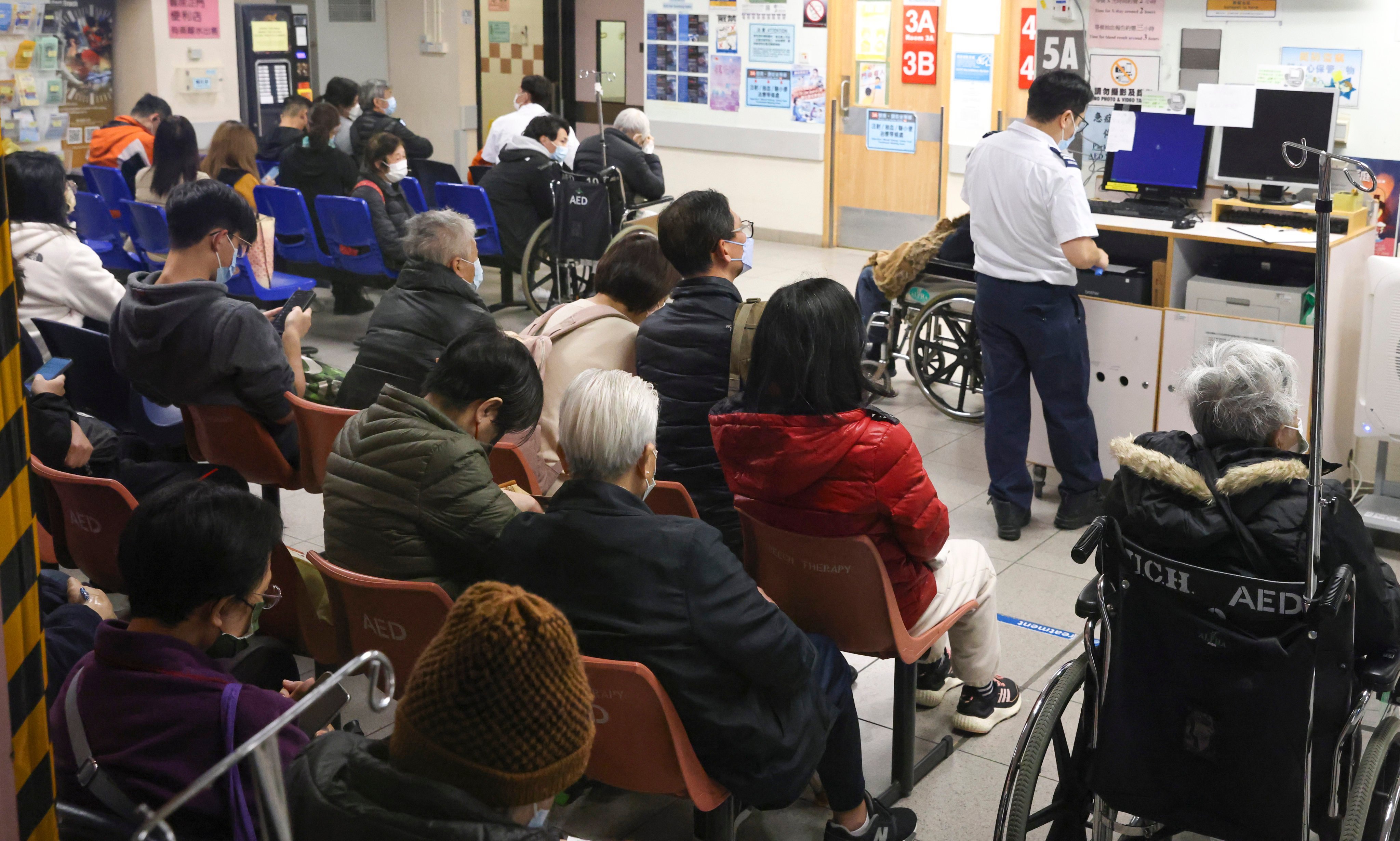 Patients waiting at an accident and emergency department of a public hospital in January this year. Photo: May Tse