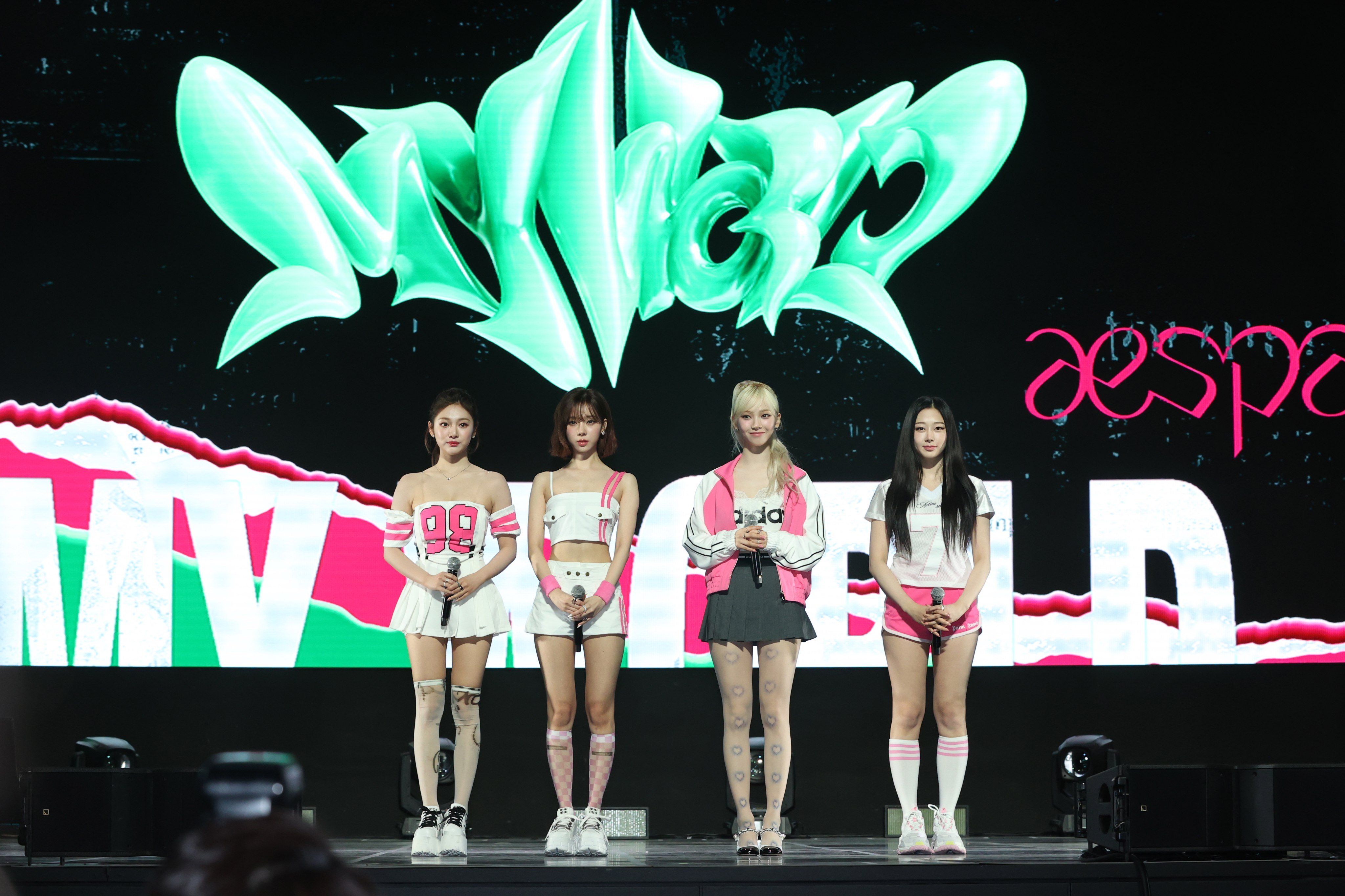 K-pop girl group Aespa are back after 10 months with their third mini-album Welcome to My World. Photo: EPA-EFE