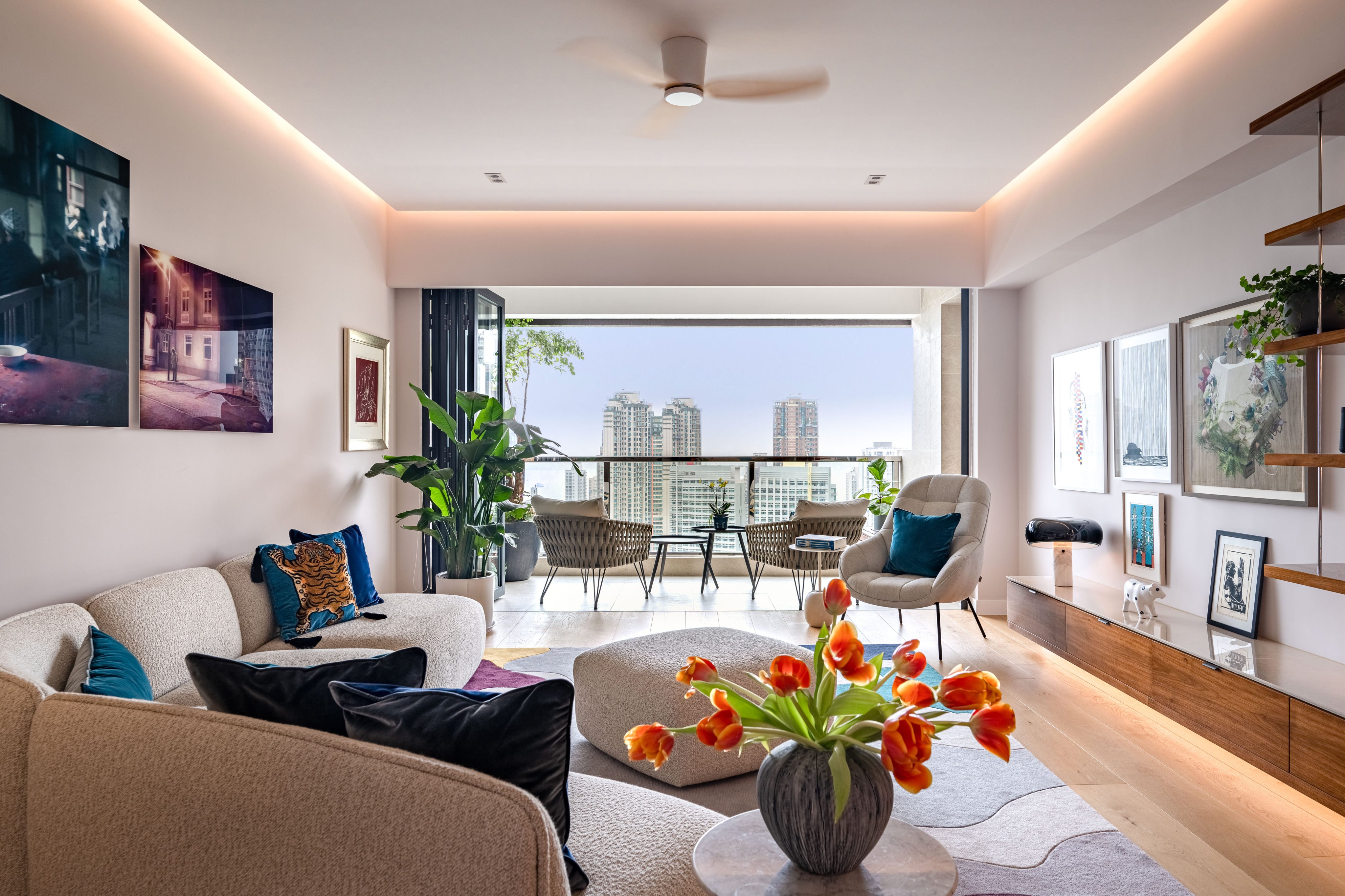 The living room of a Bruce Harwood-designed flat in Pok Fu Lam, in Hong Kong. Open to the elements for three decades, the flat was reduced to its humidity-damaged shell before being reborn as a light and airy modern family home. Photo: Eugene Chan
