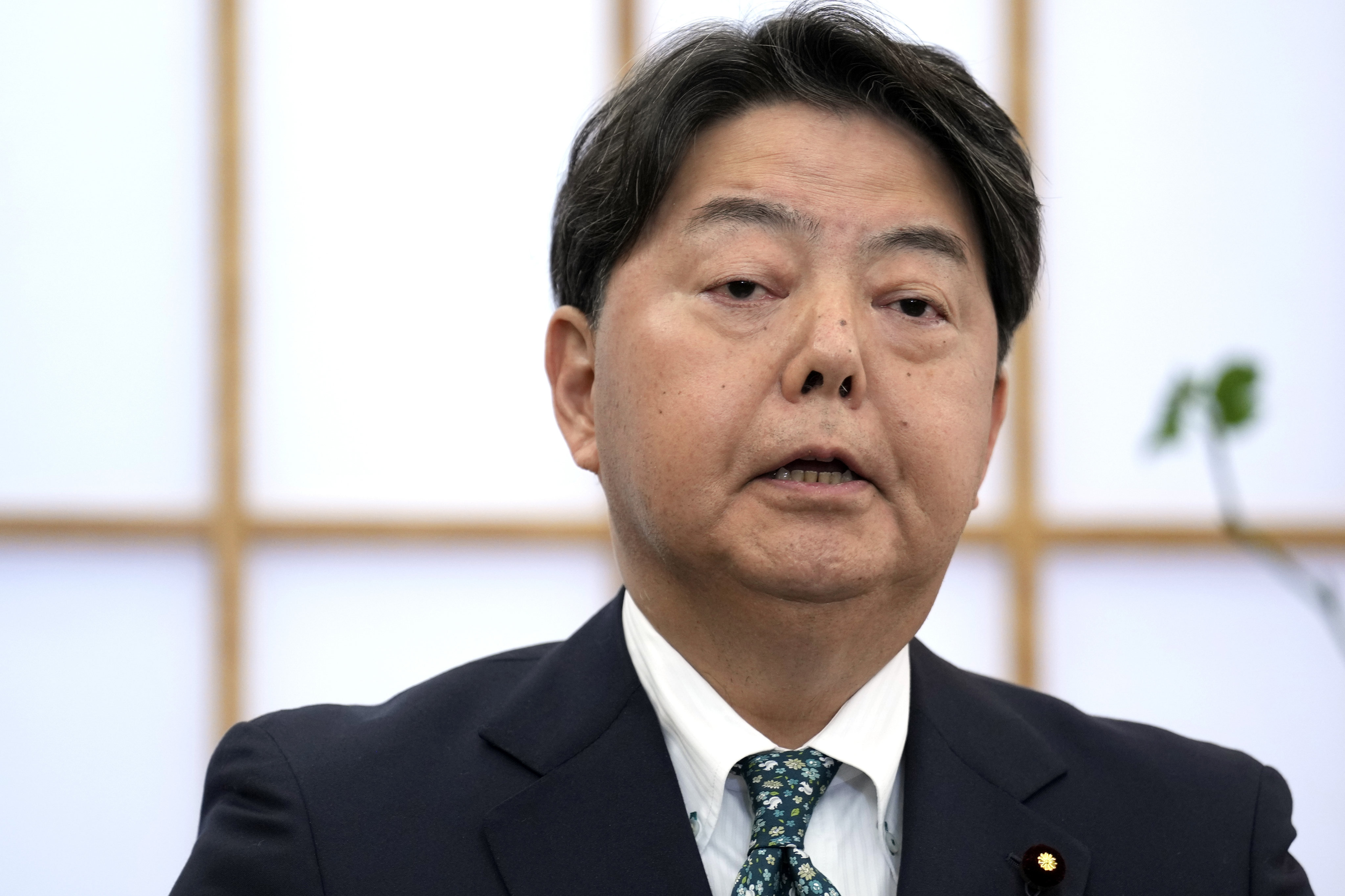 Japanese Foreign Minister Yoshimasa Hayashi said on Wednesday that Tokyo is mulling a diplomatic protest against Beijing after the Chinese envoy’s remarks on Taiwan. Photo: AP 