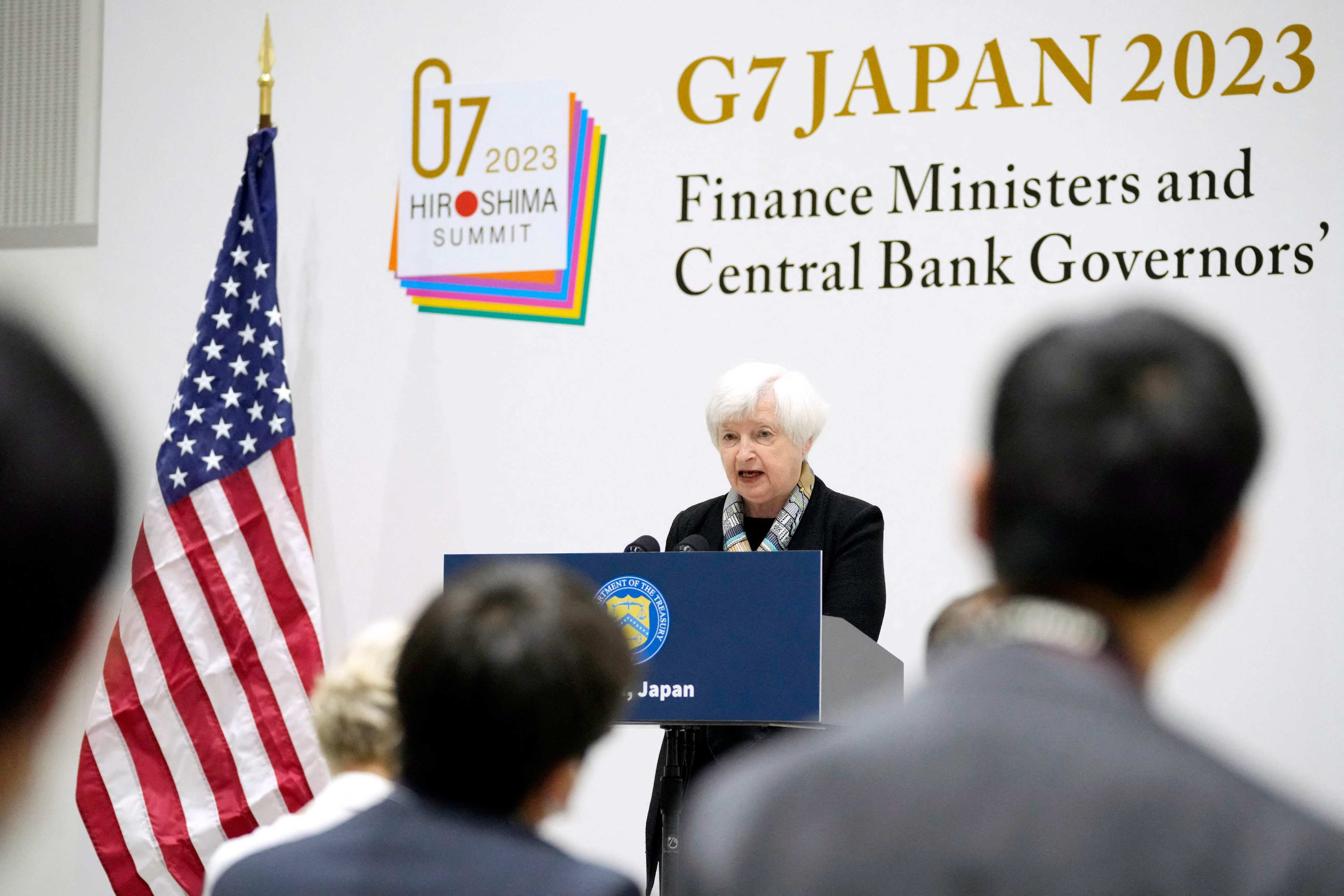 US Treasury Secretary Janet Yellen speaks during a press conference at a G7 meeting of finance ministers and central bank governors, at Toki Messe in Niigata, on May 11. Photo: AFP