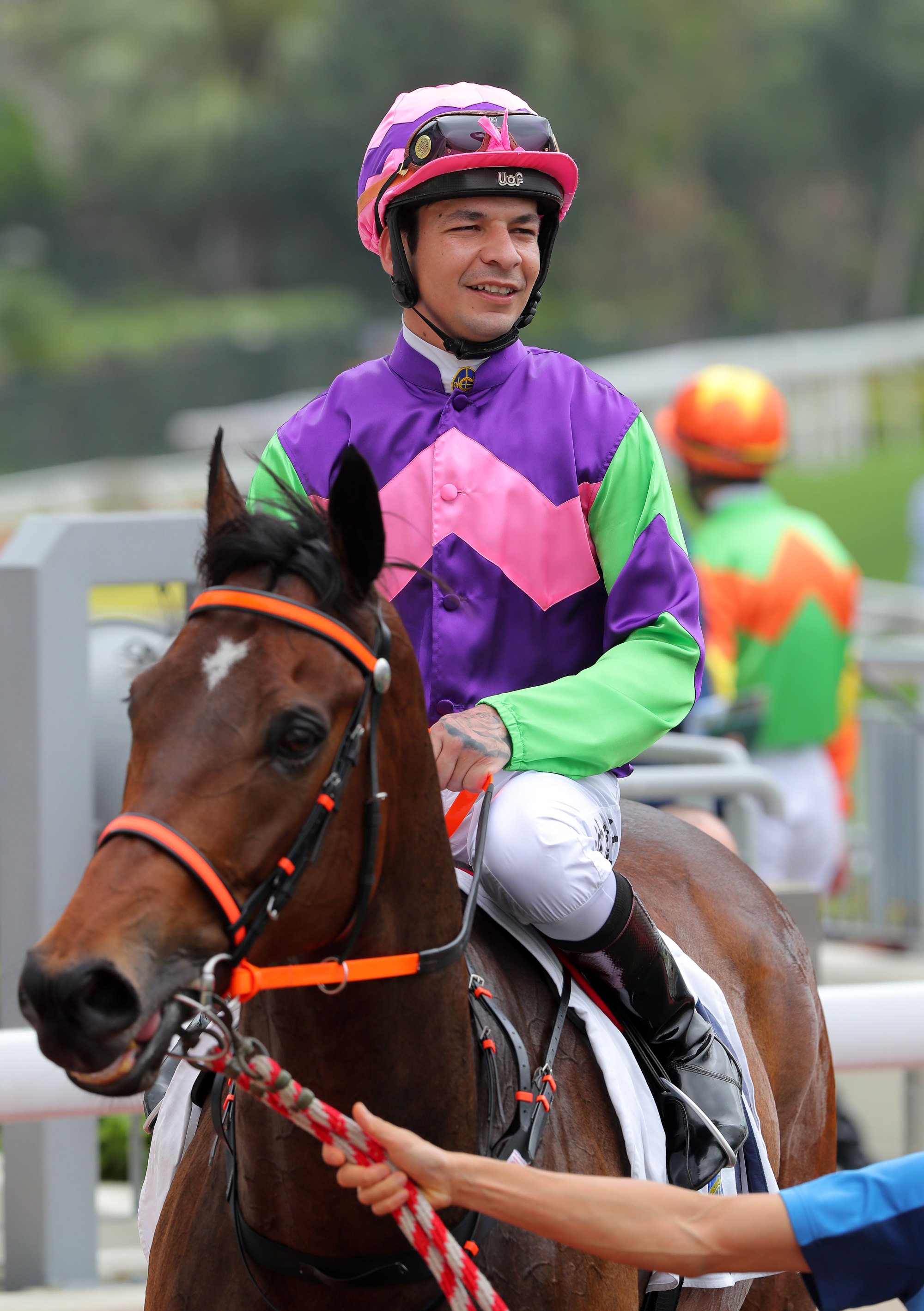 Vagner Borges celebrates a victory aboard Sparkling Dolphin in April.