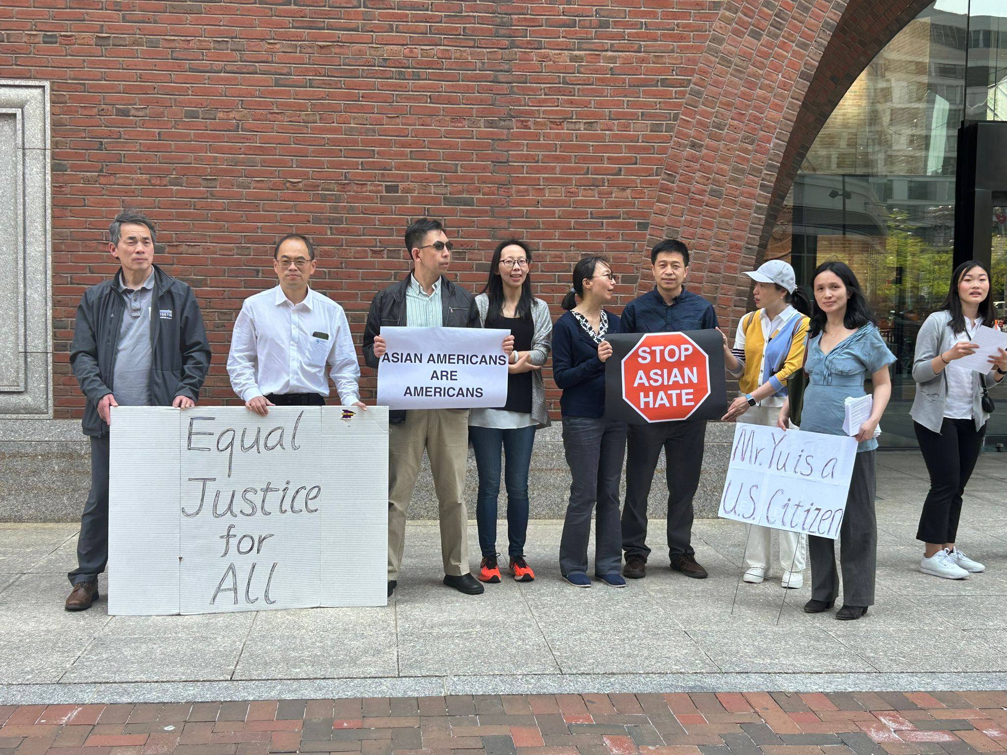 Supporters of Haoyang Yu at the federal district courthouse in Boston. Photo: Khushboo Razdan 