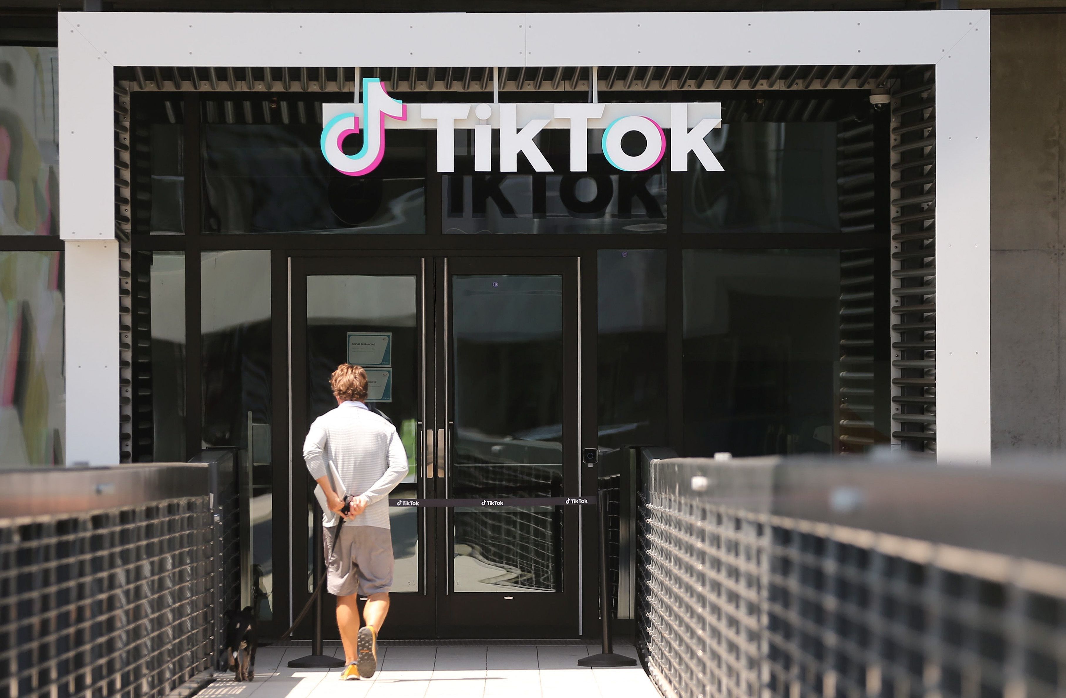 The TikTok logo displayed in front of the company’s office on August 27, 2020, in Culver City, California. Photo: AFP