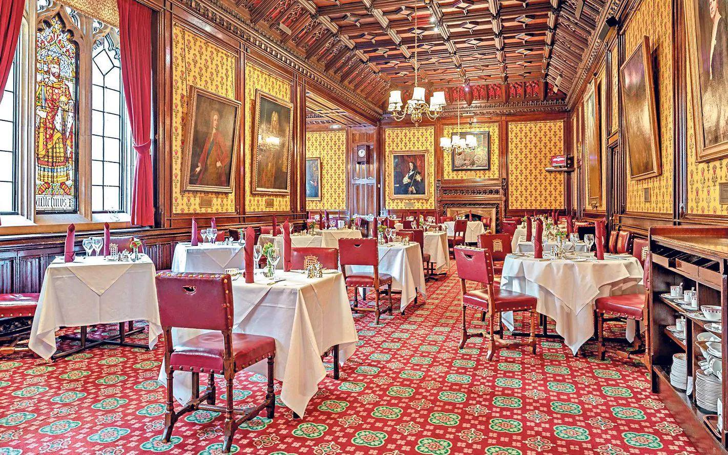 The House of Lords in Britain’s Houses of Parliament opens its Peers’ Dining Room to the public for a few days every year, and this writer enjoyed a very British three-course meal. Photo: Houses of Parliament Press Office