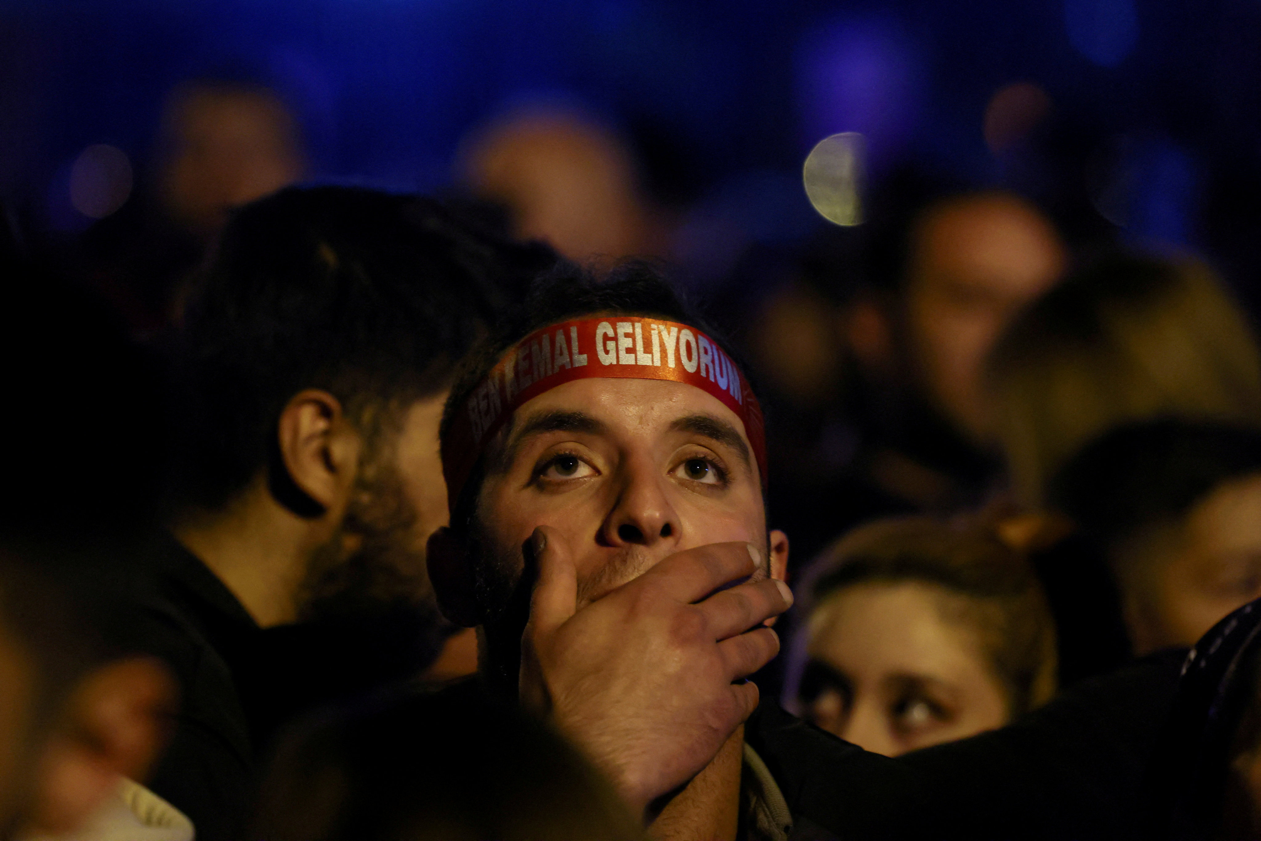 A supporter of Kemal Kilicdaroglu, presidential candidate of Turkey’s main opposition alliance, awaits election results in Ankara, Turkey. Photo: Reuters