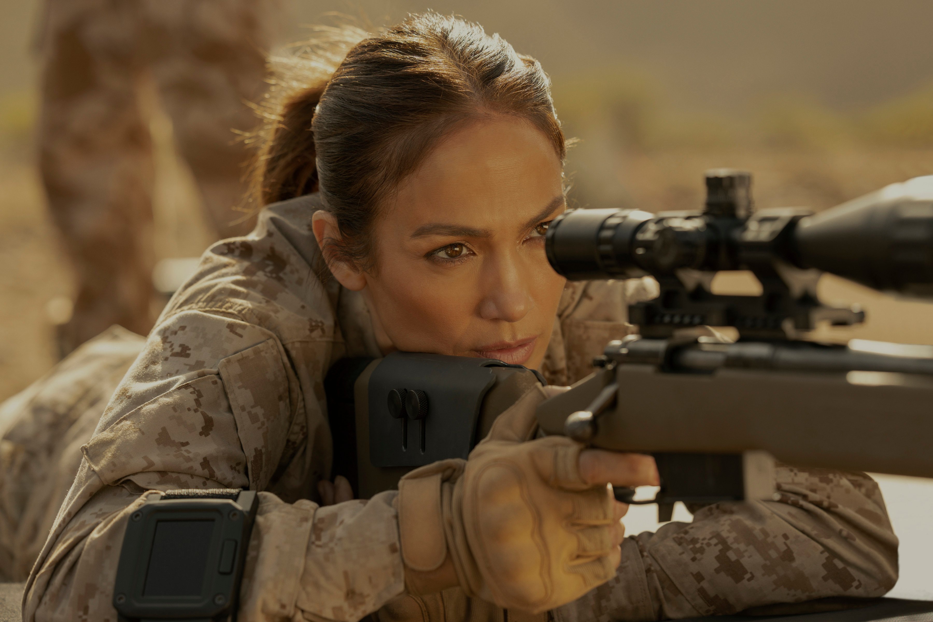 Jennifer Lopez as The Mother in a still from “The Mother”. Photo: Ana Carballosa/Netflix
