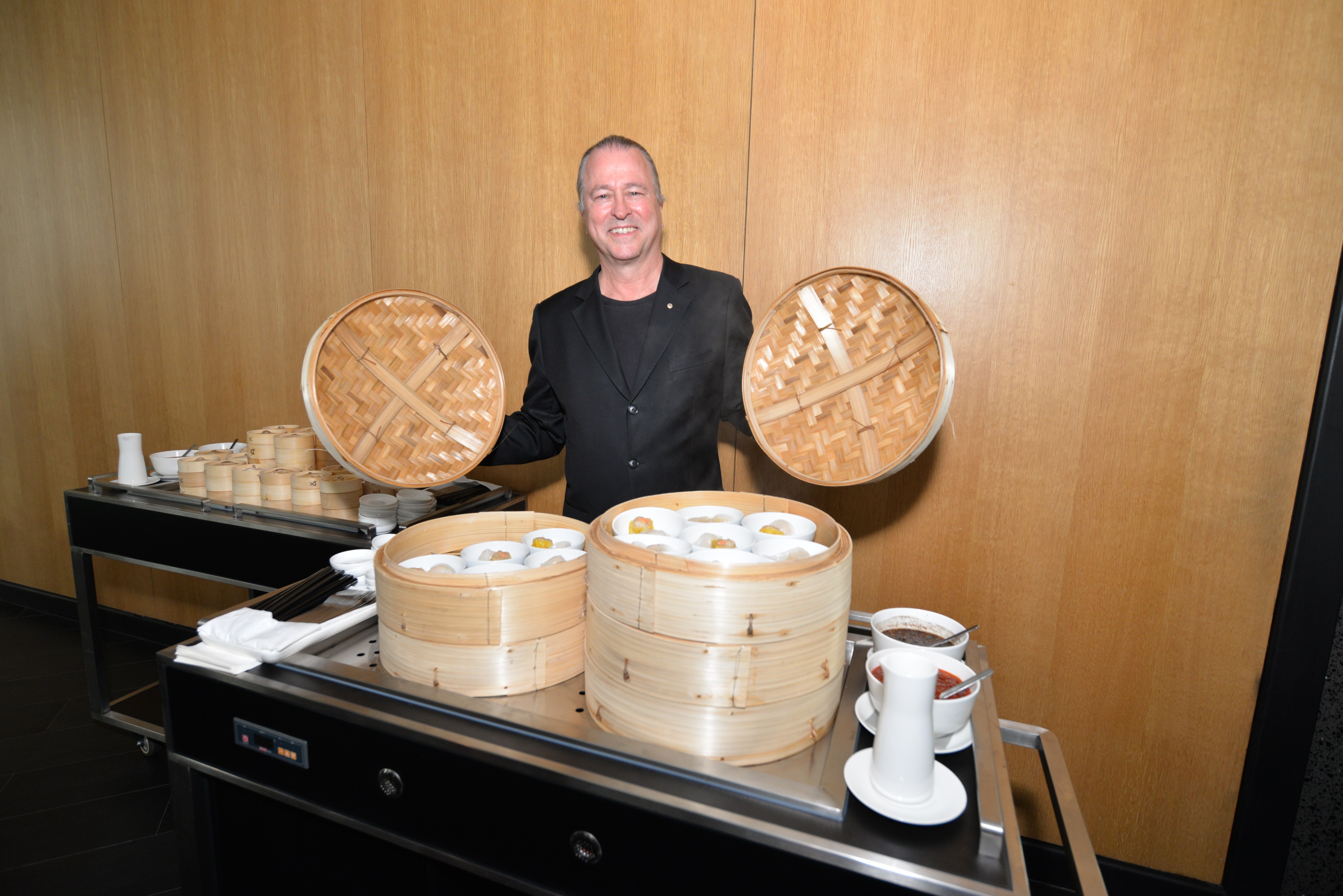 Australian celebrity chef Neil Perry unveils his take on dim sum at the refurbished Qantas Lounge in Hong Kong International Airport. Photo: Qantas