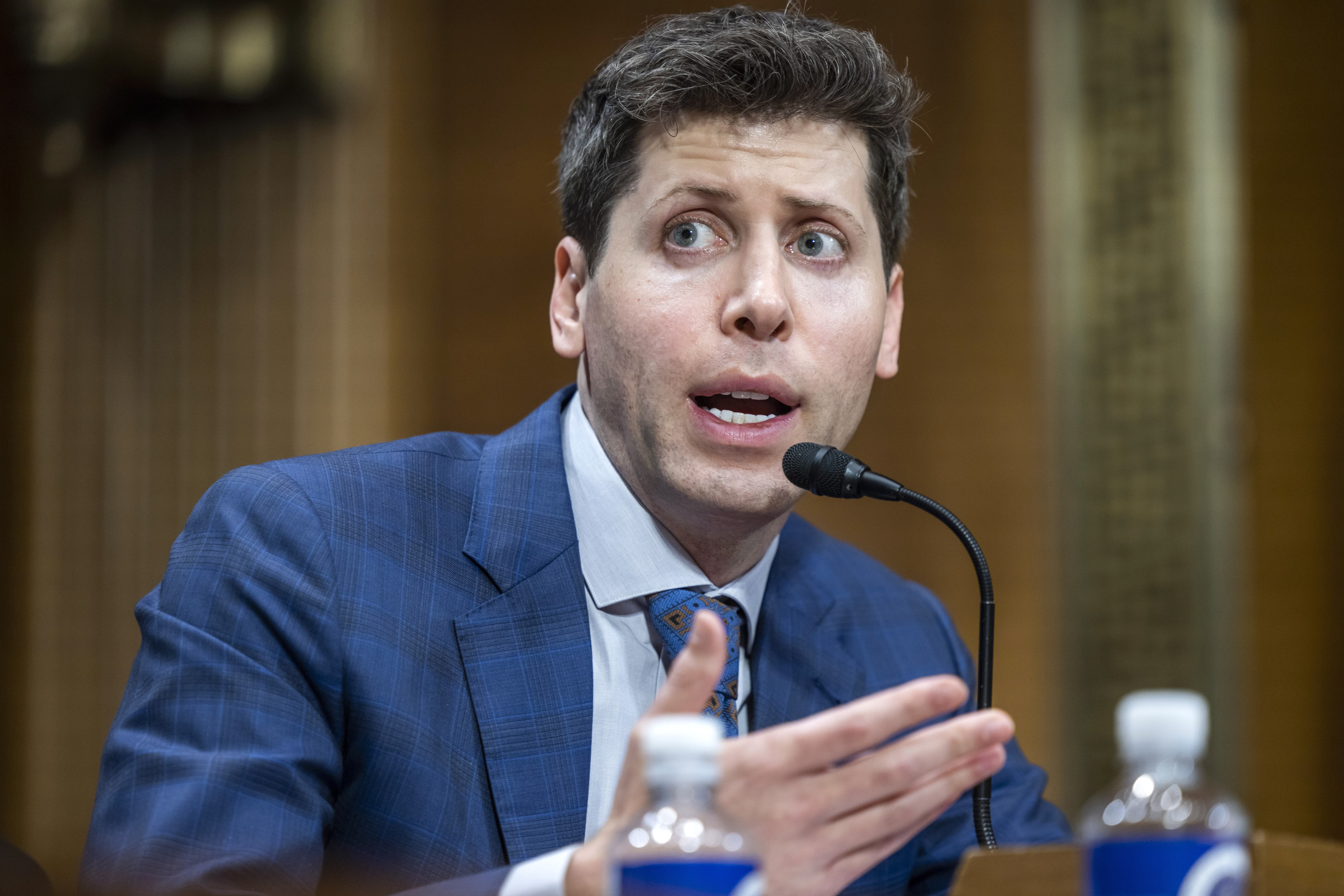 OpenAI CEO Sam Altman testifies before the Senate Judiciary Subcommittee on Privacy, Technology and the Law in Washington on Tuesday. Photo:   EPA-EFE