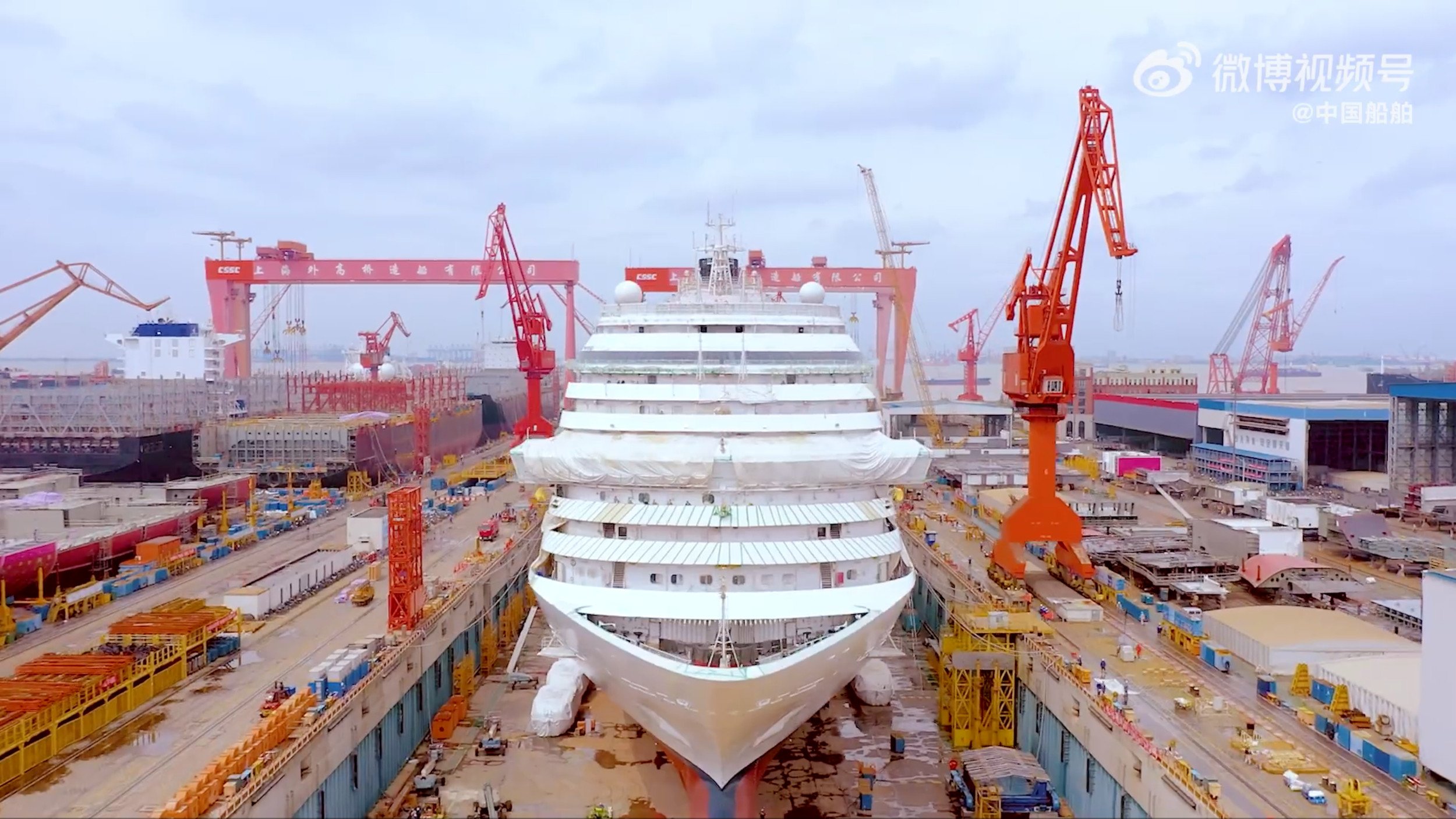China’s first self-built cruise ship, which now carries the name Magic City, is in the final stages of construction and testing in Shanghai. Photo: Weibo